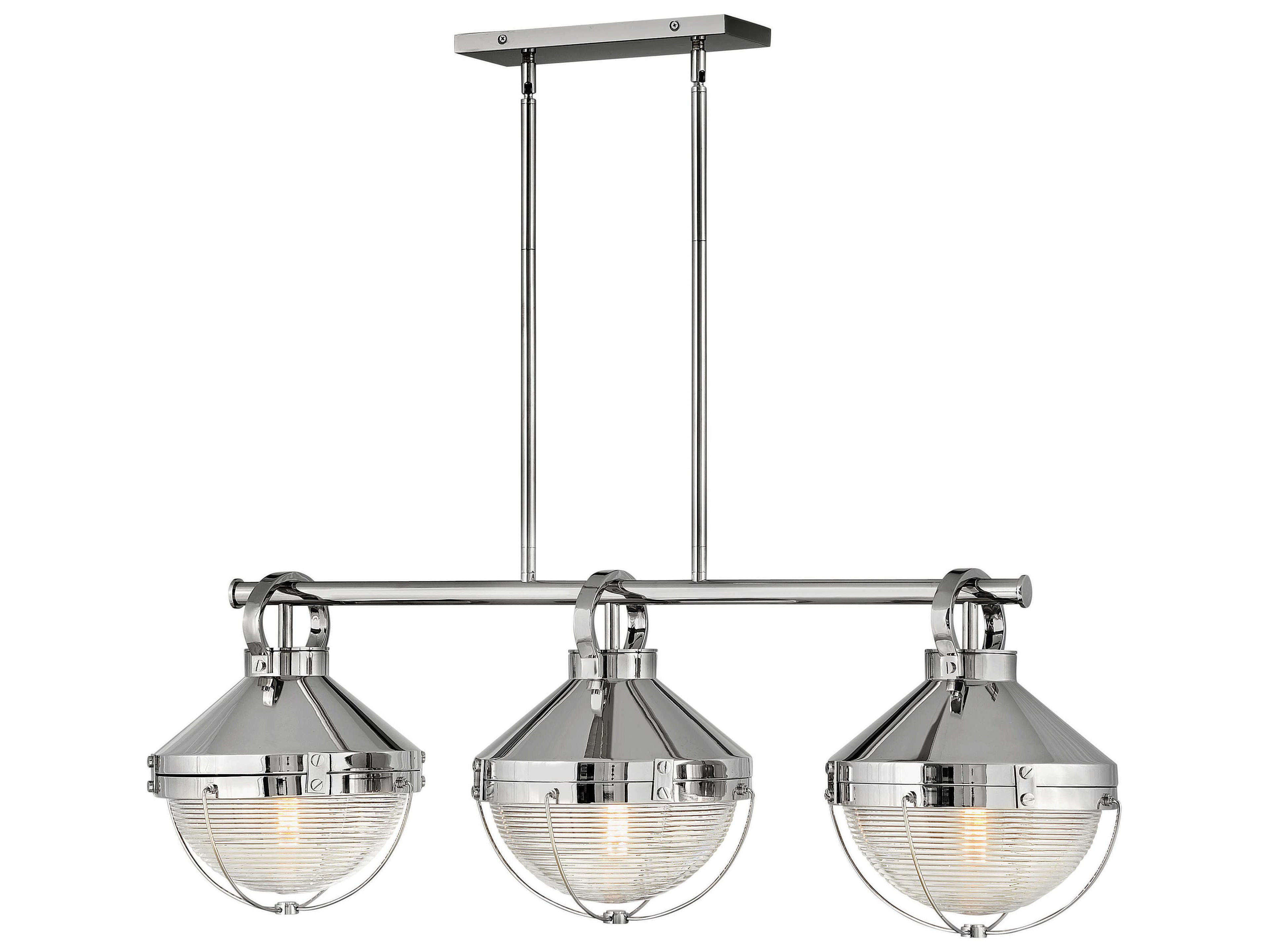 Hinkley Crew 3-Light Polished Nickel Glass Geometric Island Pendant