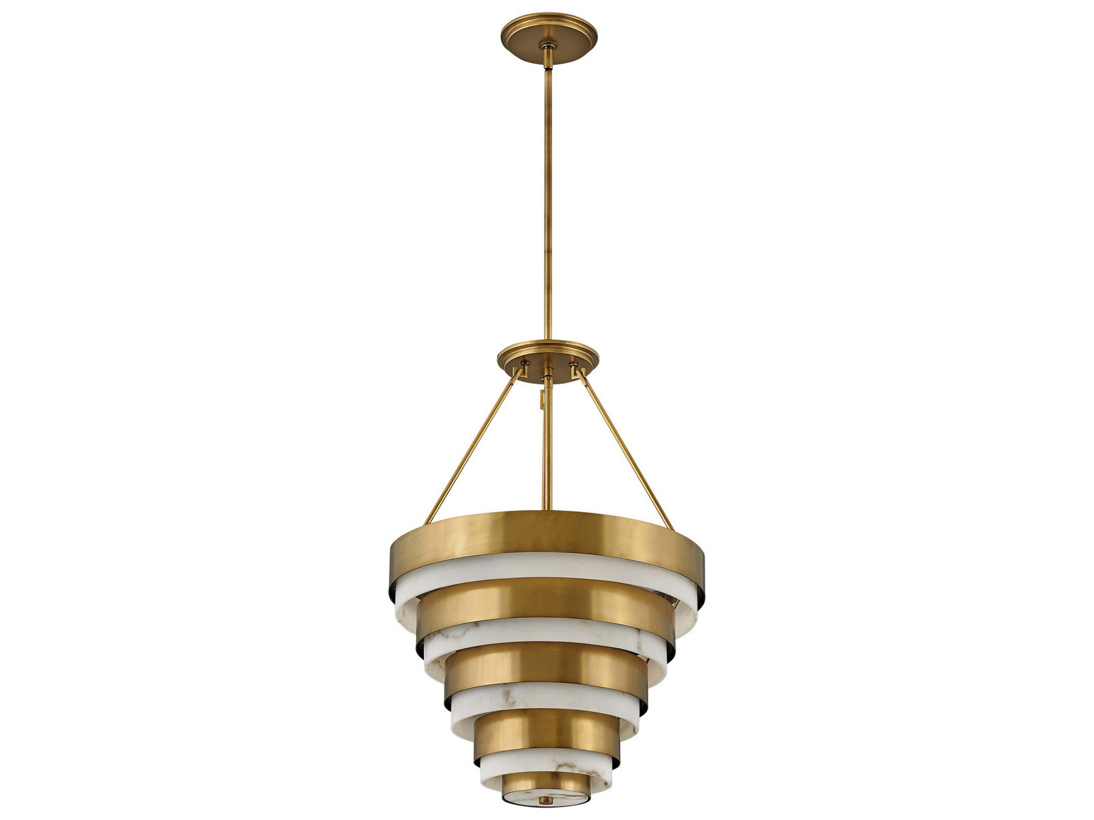 Hinkley Echelon 4-Light Heritage Brass White Tiered Pendant