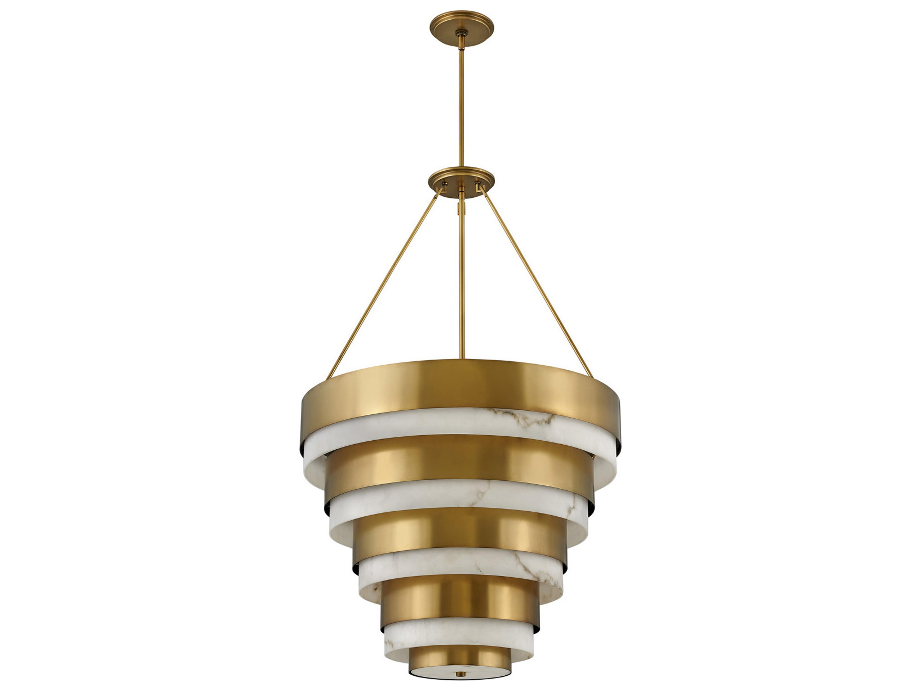 Hinkley Echelon 8-Light Heritage Brass White Glass Pendant