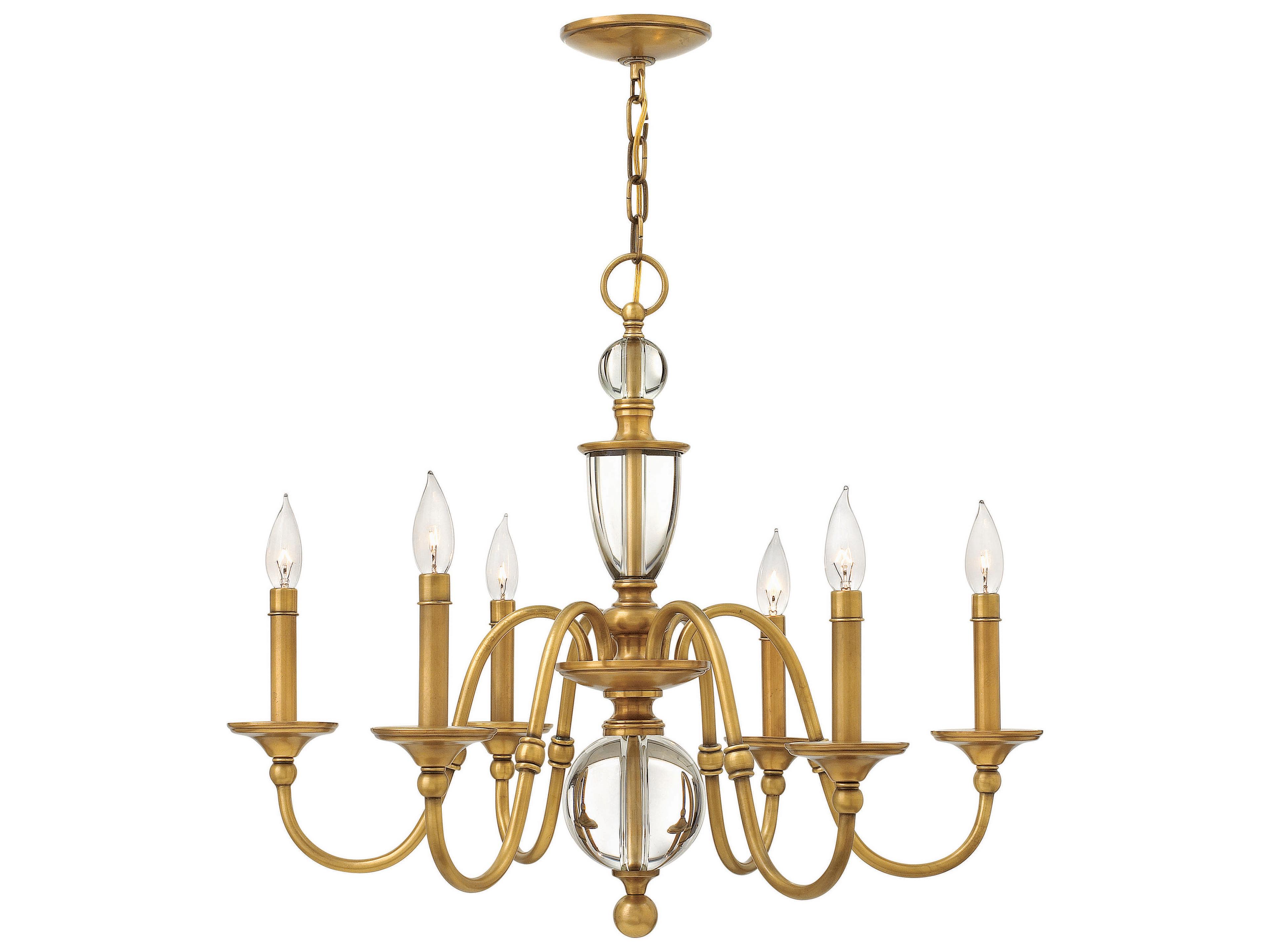 Hinkley Eleanor 6-Light Heritage Brass Bronze Candelabra Empire Chandelier