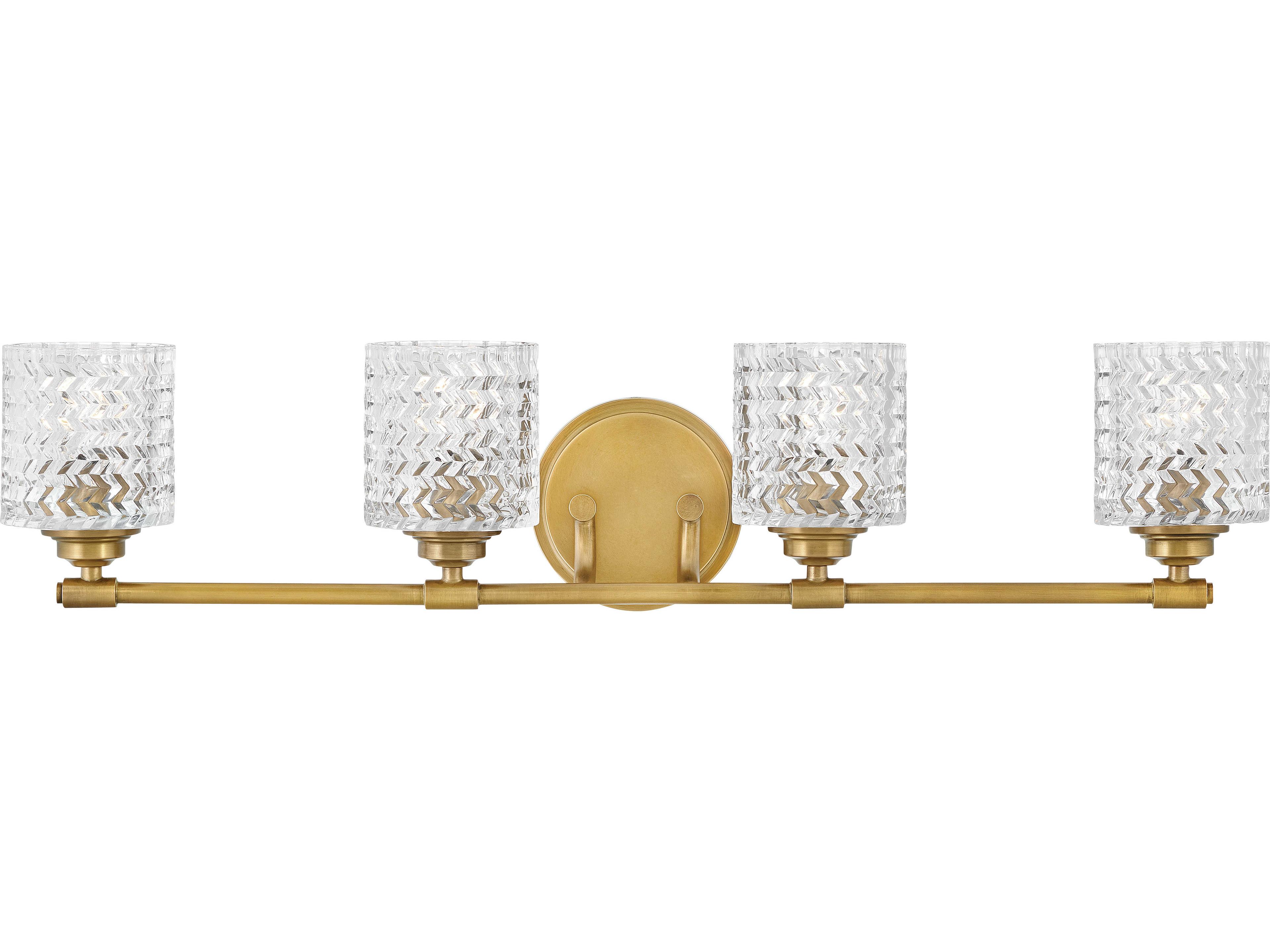 Hinkley Elle 4-Light Heritage Brass Glass Vanity Light