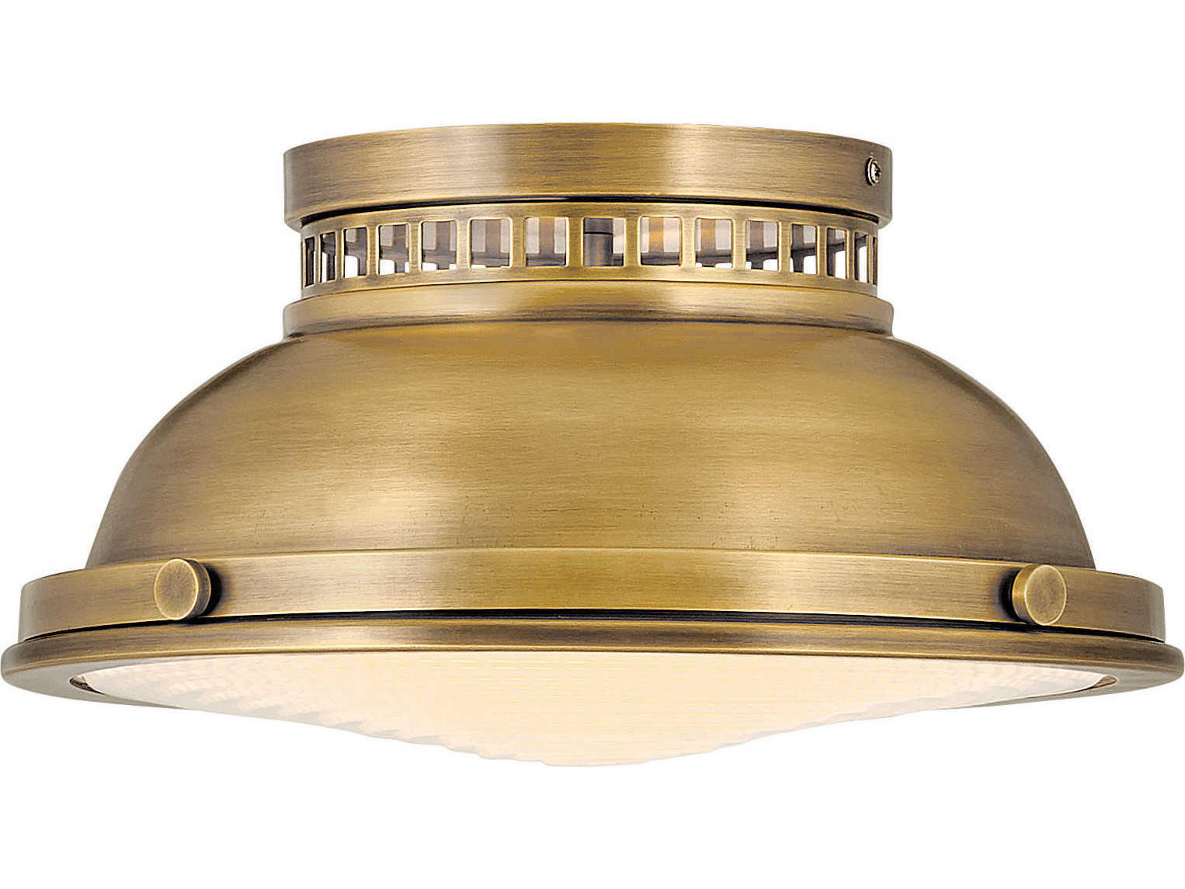 Hinkley Emery 2-Light Heritage Brass Glass Dome Flush Mount