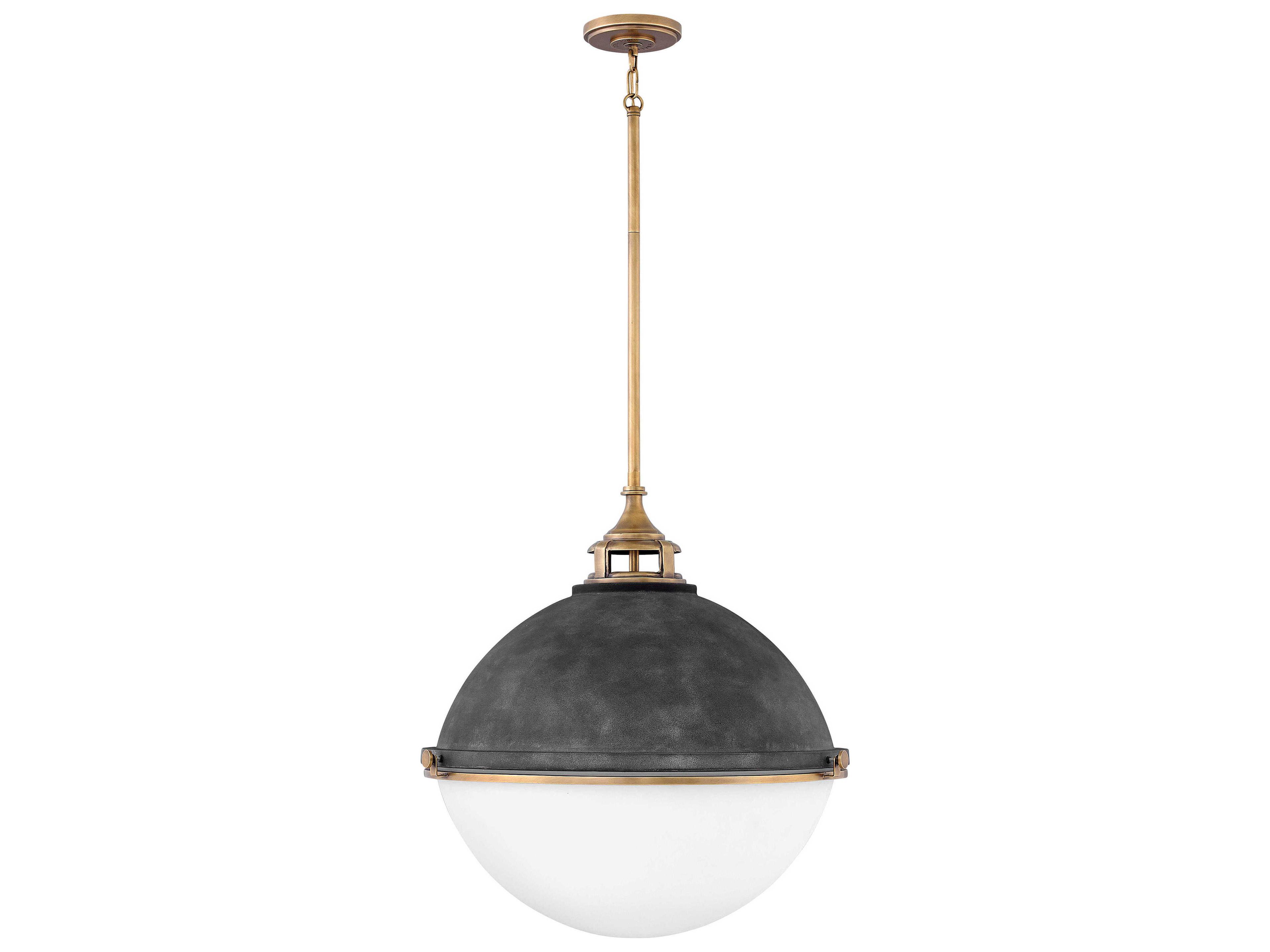 Hinkley Fletcher 3-Light Aged Zinc Gray Glass Globe Pendant