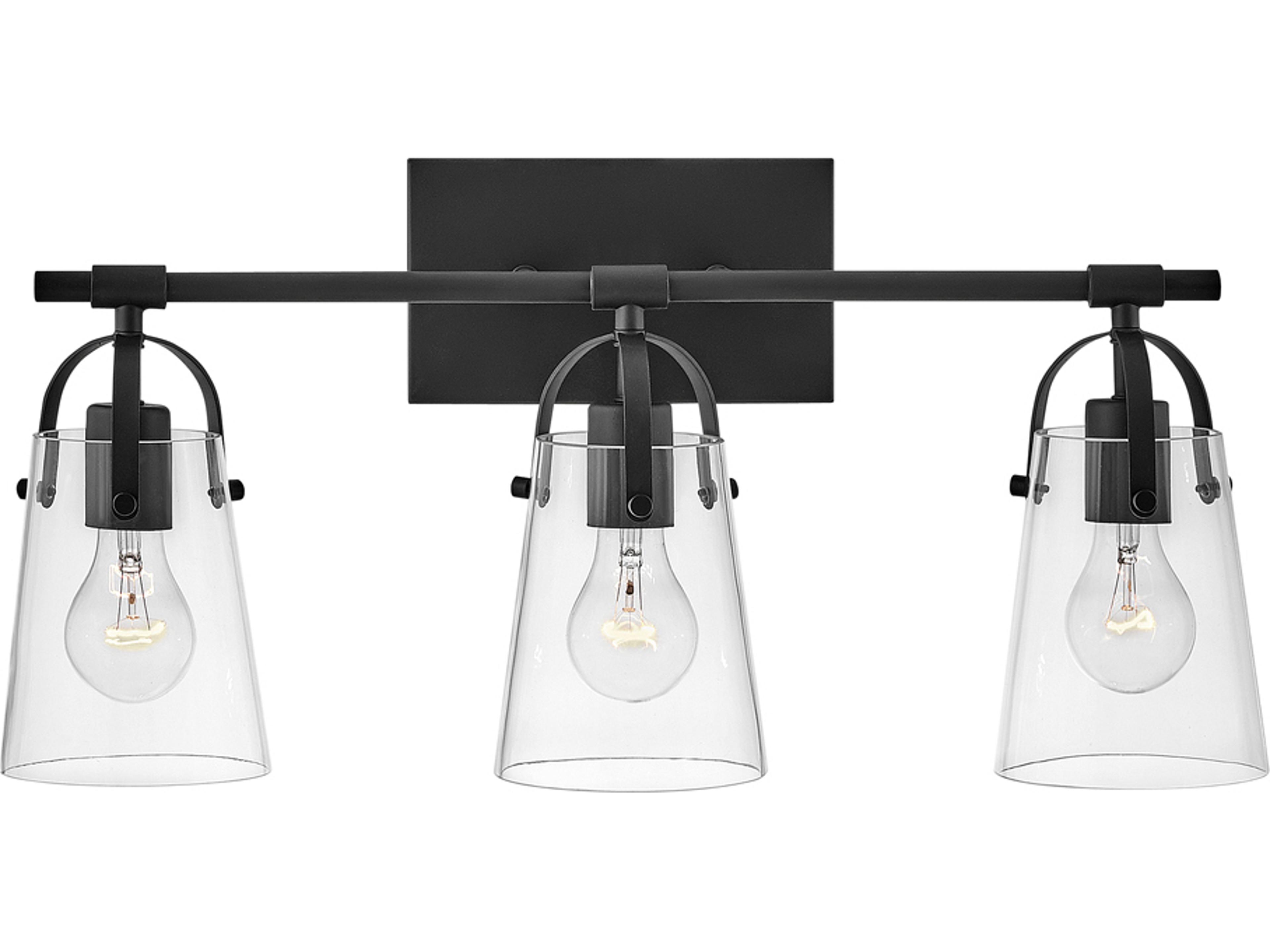 Hinkley Foster 3-Light Black Glass Vanity Light