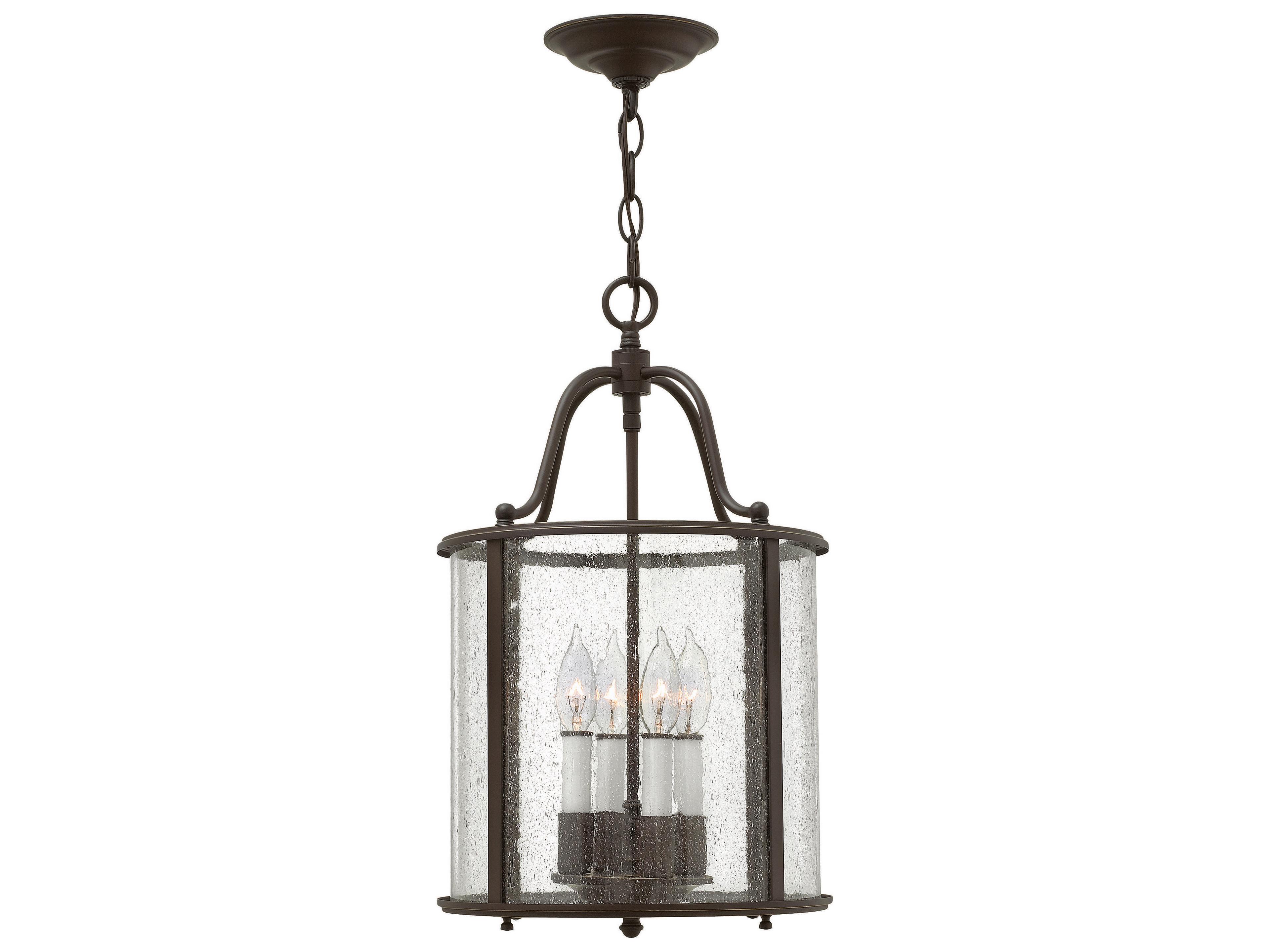 Hinkley Gentry 4-Light Olde Bronze Glass Candelabra Chandelier