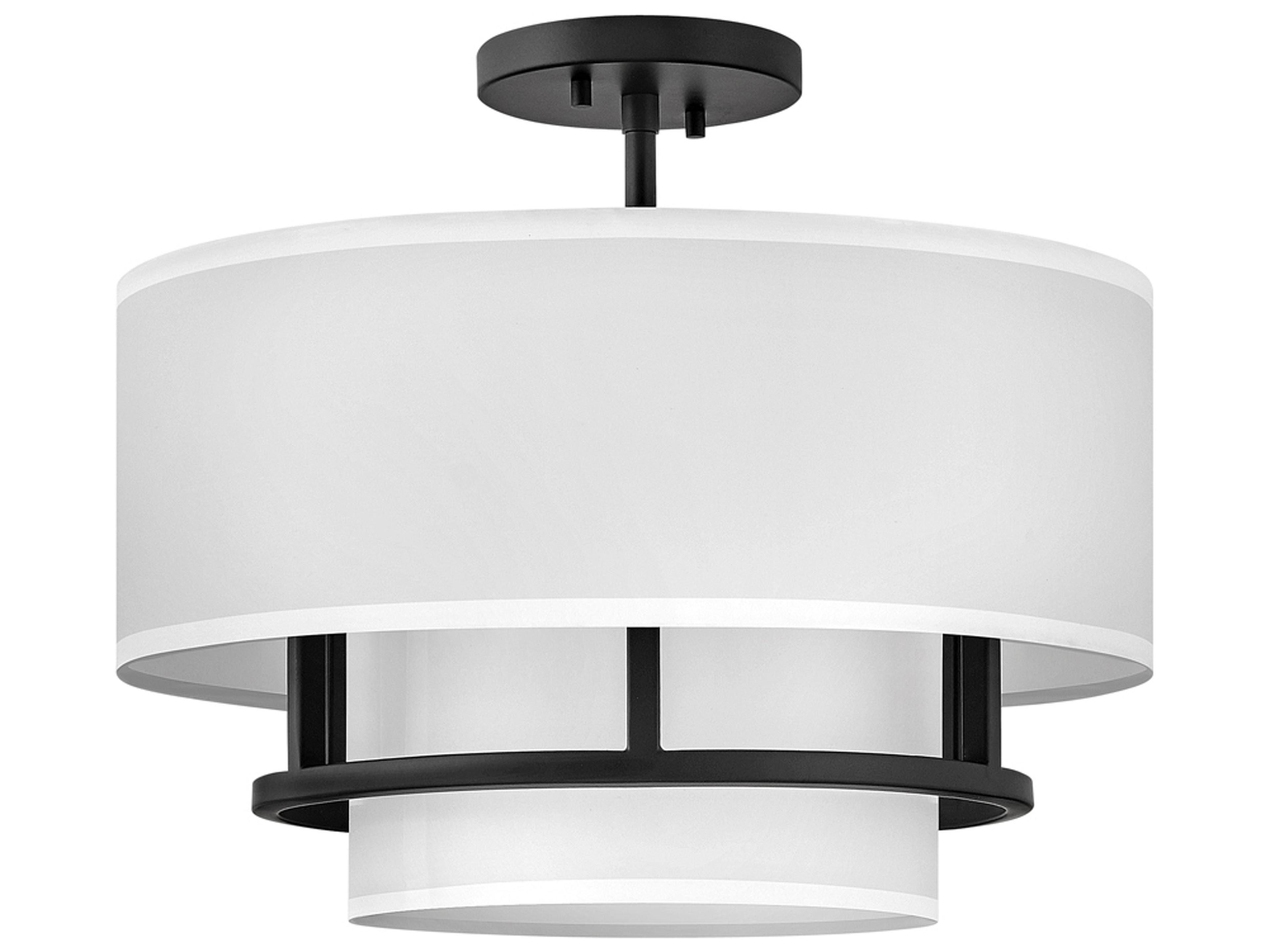 Hinkley Graham 3-Light Black White Drum Semi Flush Mount