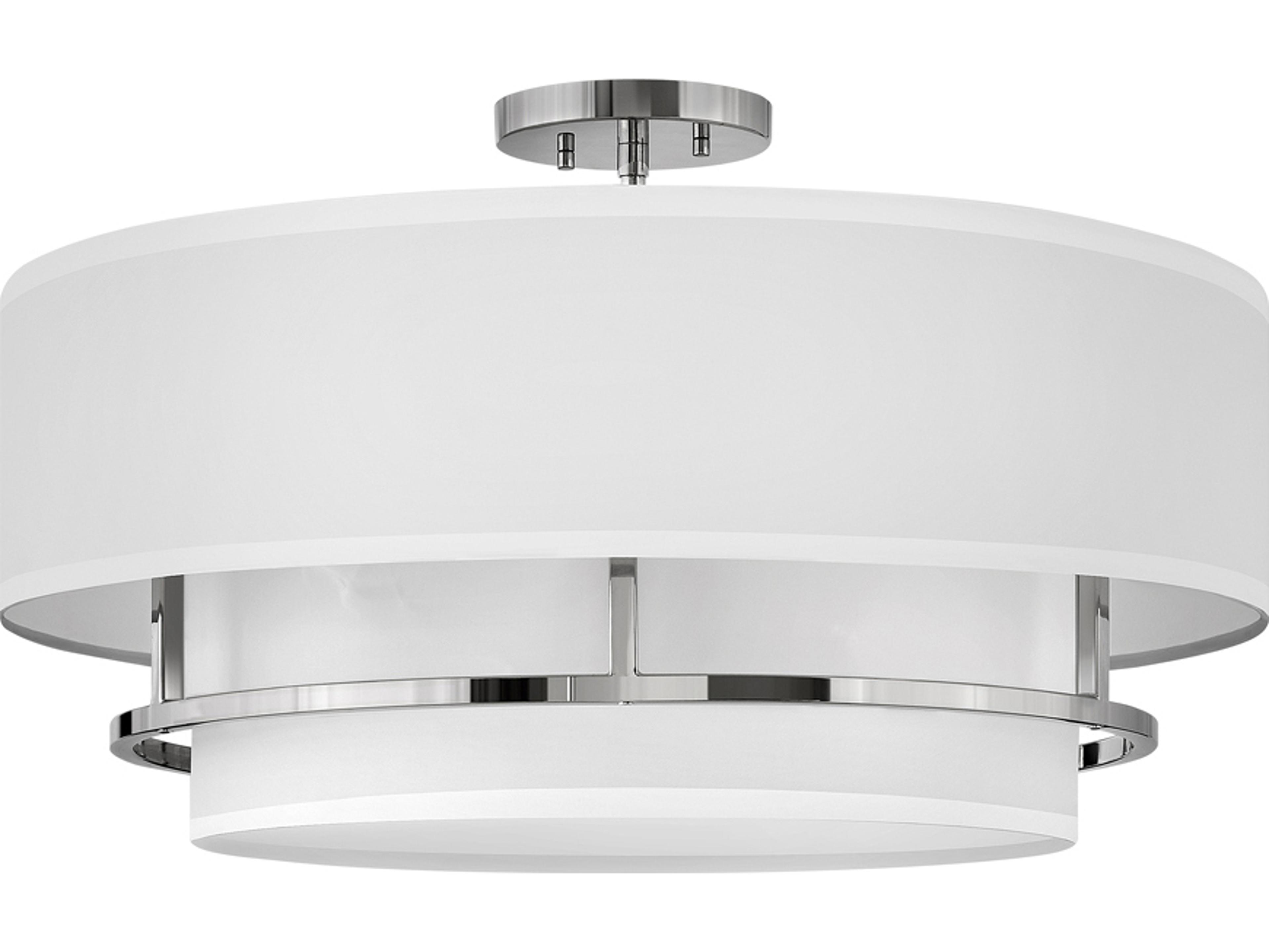 Hinkley Graham 4-Light Polished Nickel White Drum Semi Flush Mount