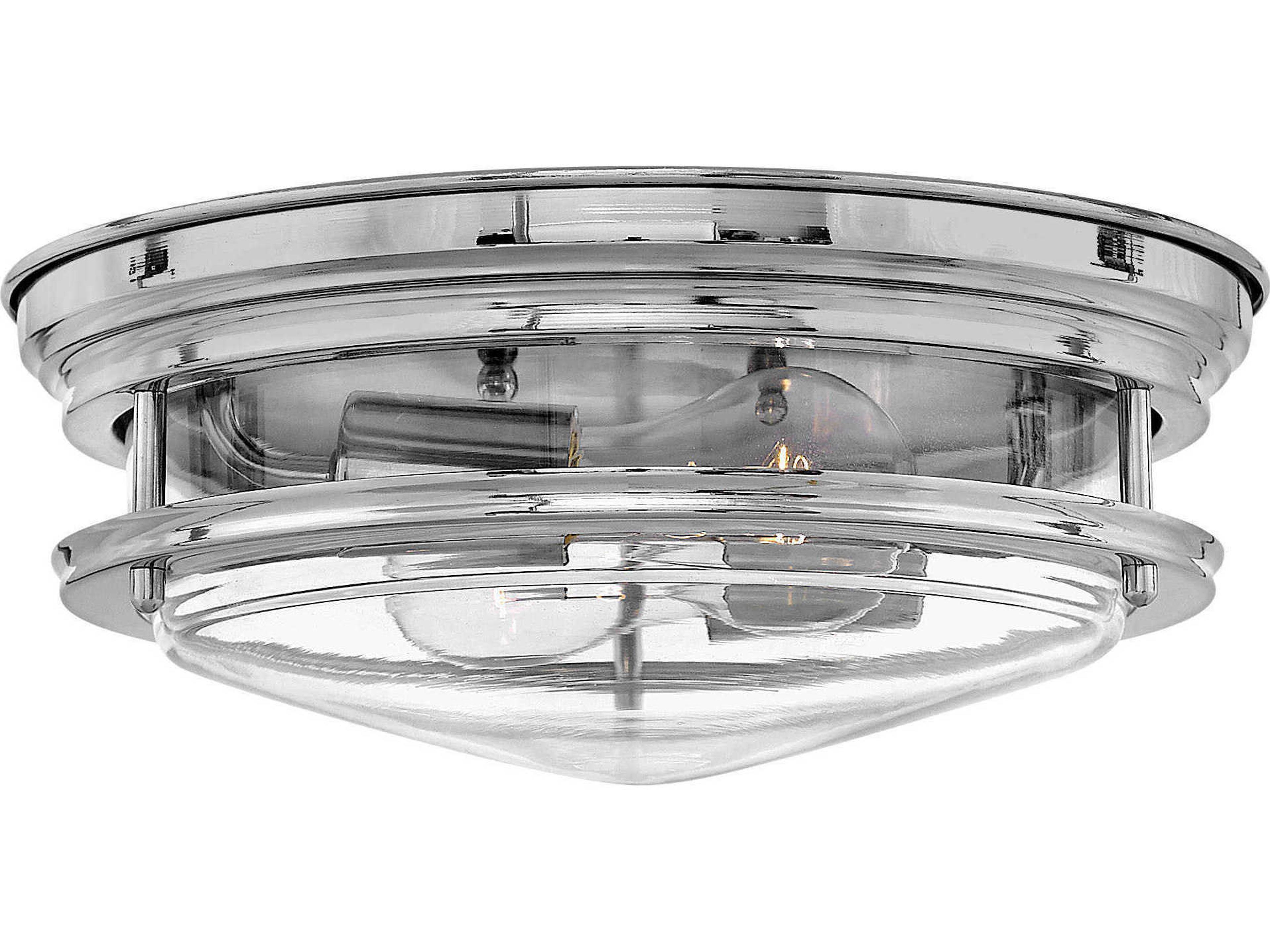 Hinkley Hadley 2-Light Chrome With Clear Glass Drum Flush Mount