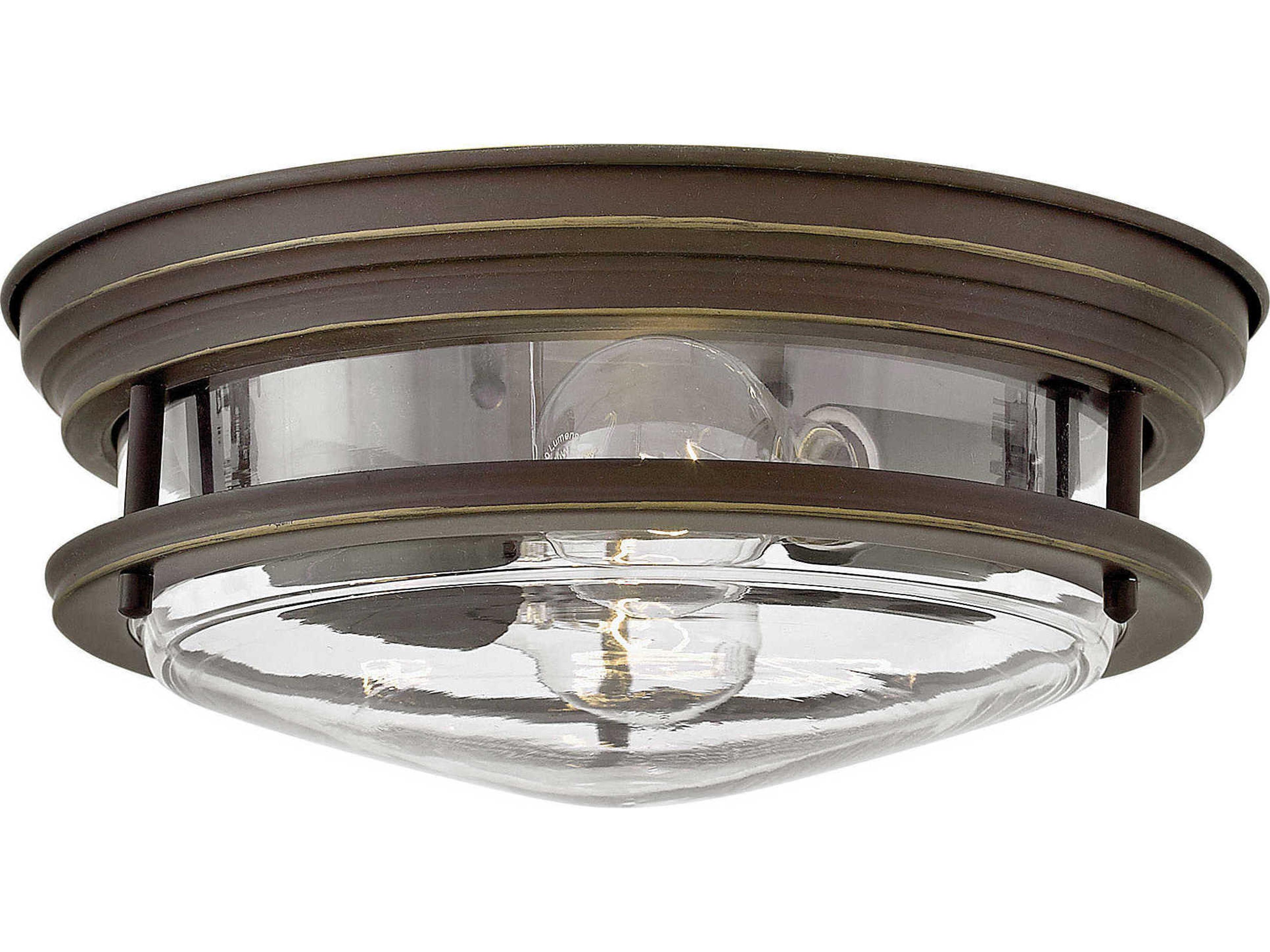 Hinkley Hadley 2-Light Oil Rubbed Bronze With Clear Glass Drum Flush Mount