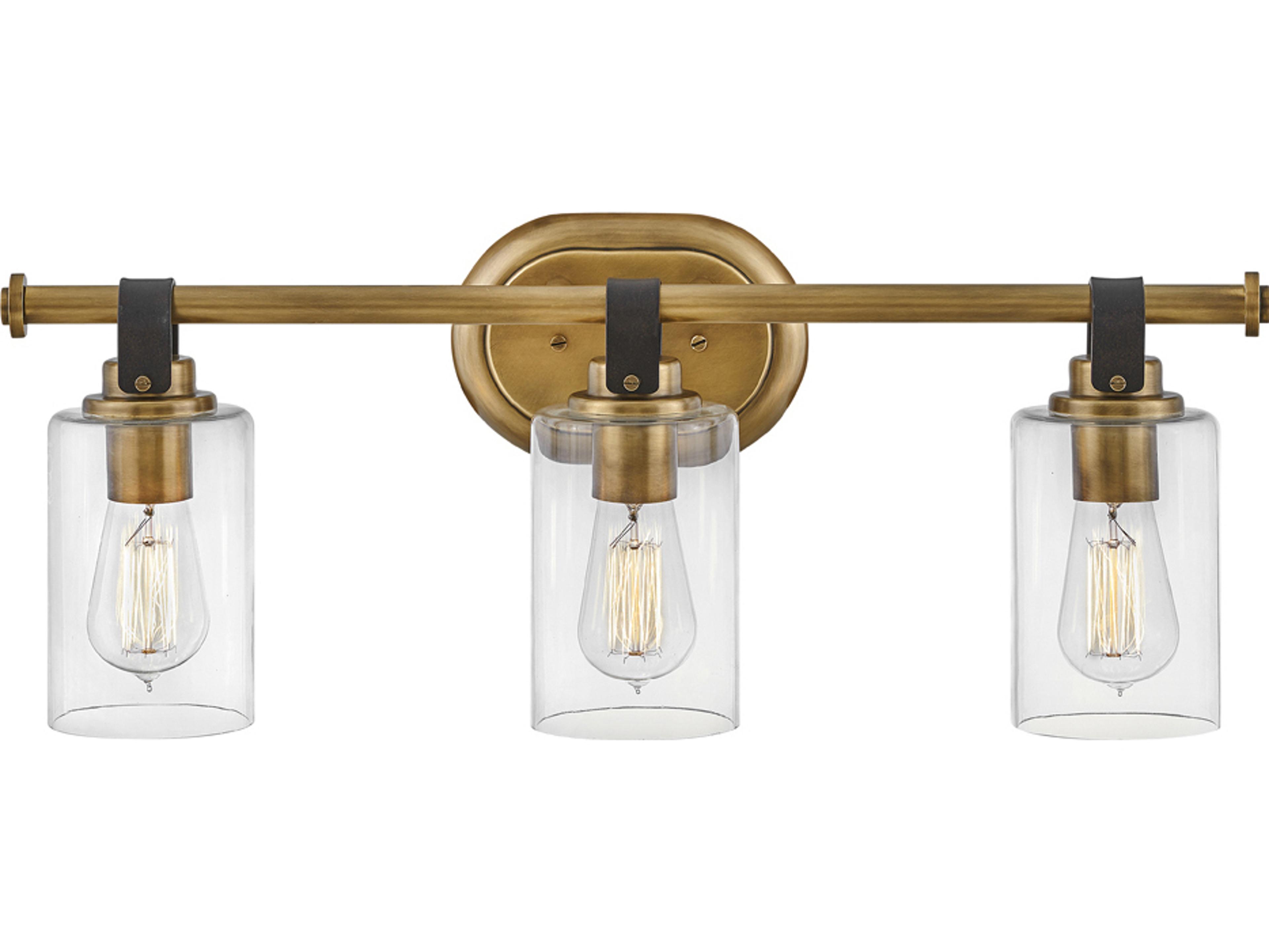 Hinkley Halstead 3-Light Heritage Brass Glass Vanity Light