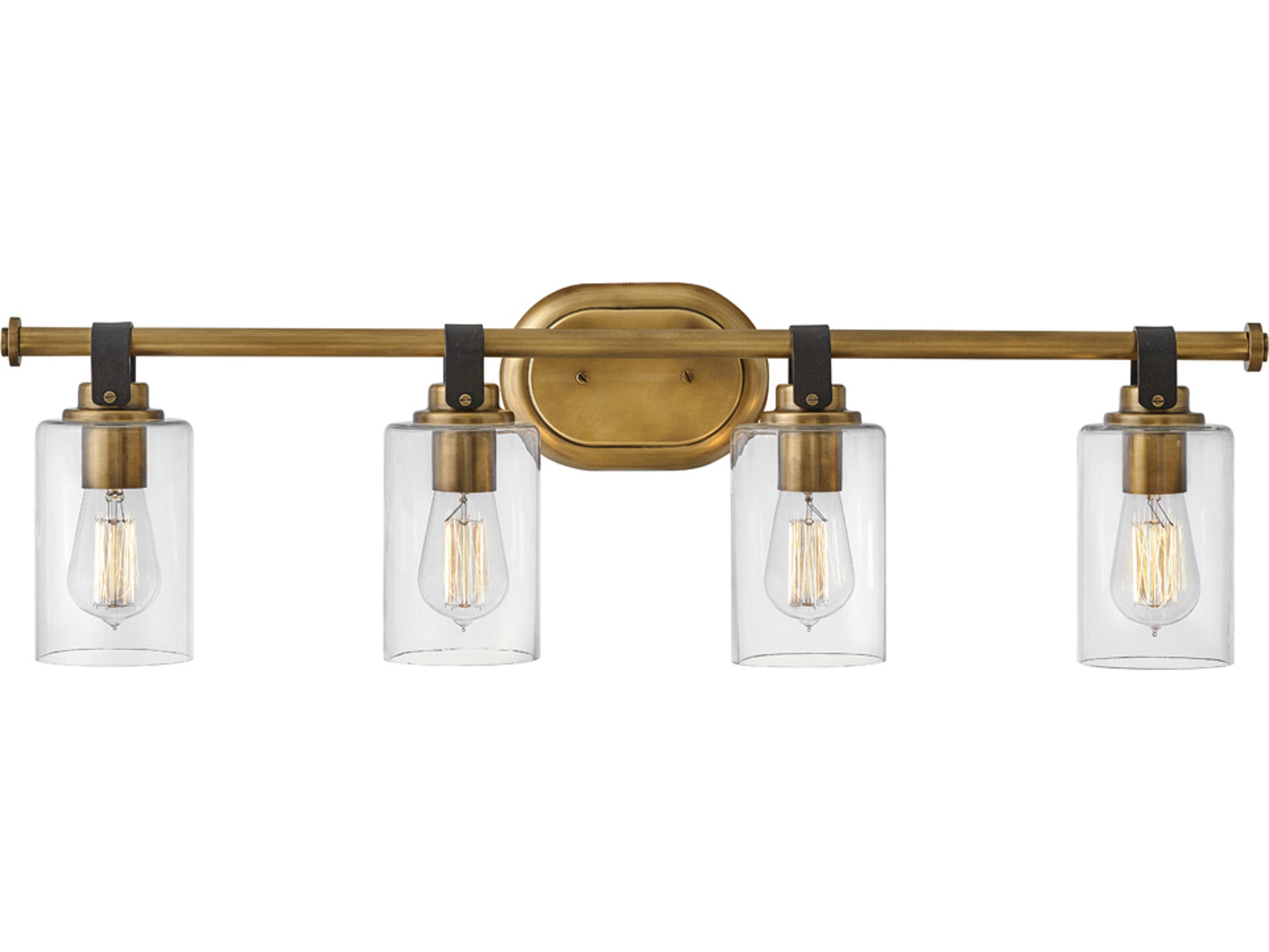 Hinkley Halstead 4-Light Heritage Brass Glass Vanity Light