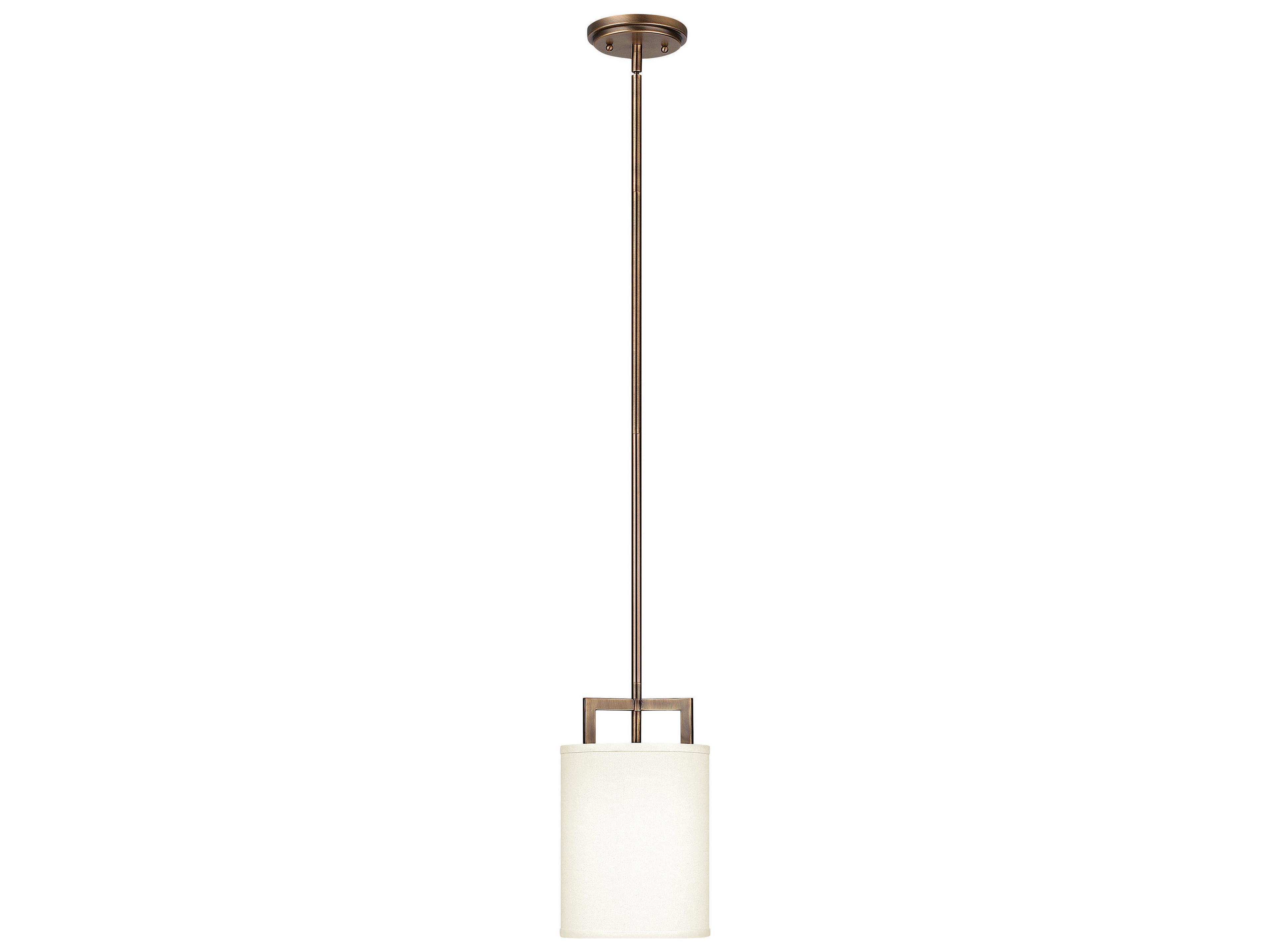 Hinkley Hampton 1-Light Brushed Bronze Glass Cylinder Mini Pendant