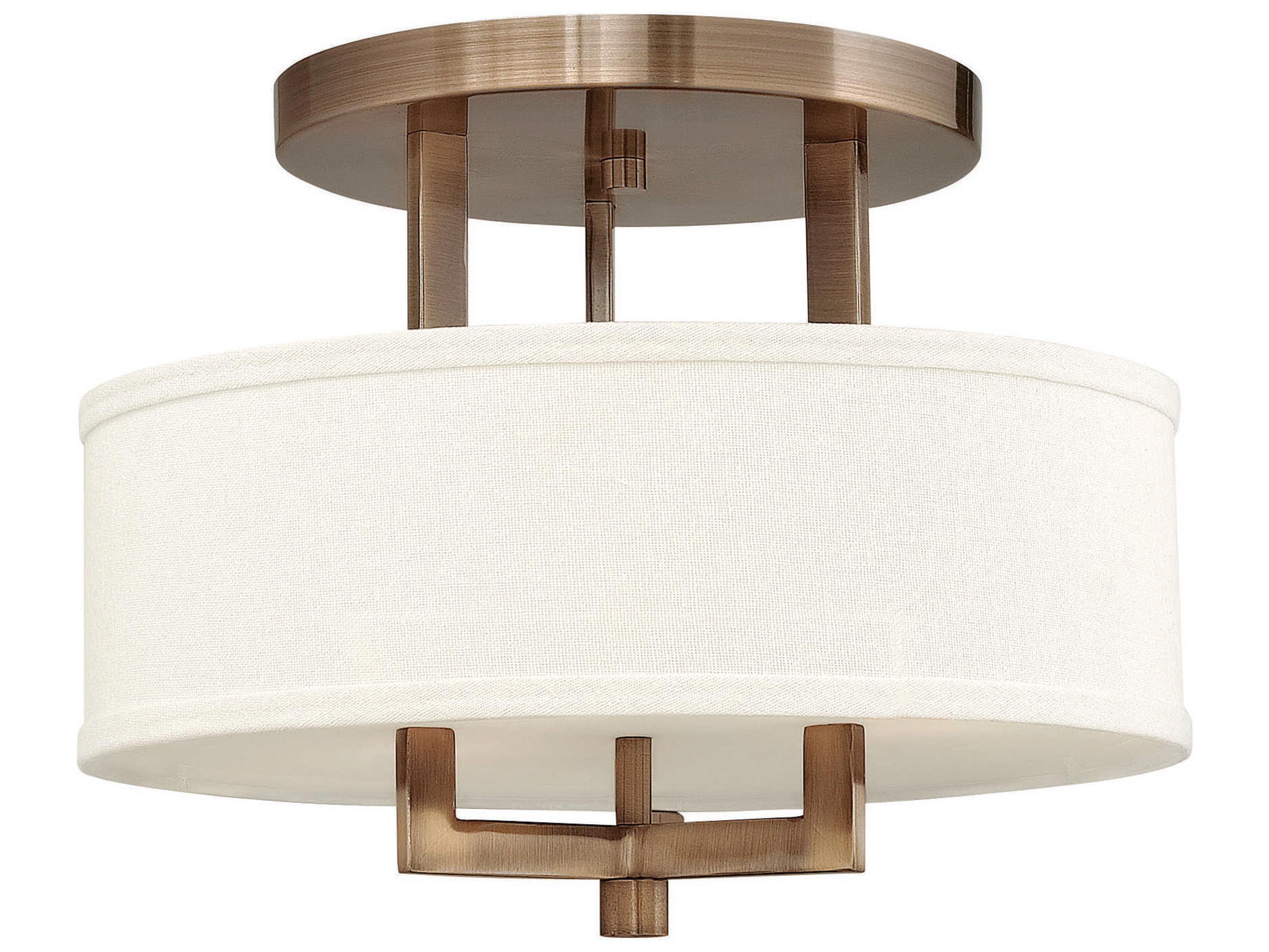 Hinkley Hampton 3-Light Brushed Bronze Drum Semi Flush Mount