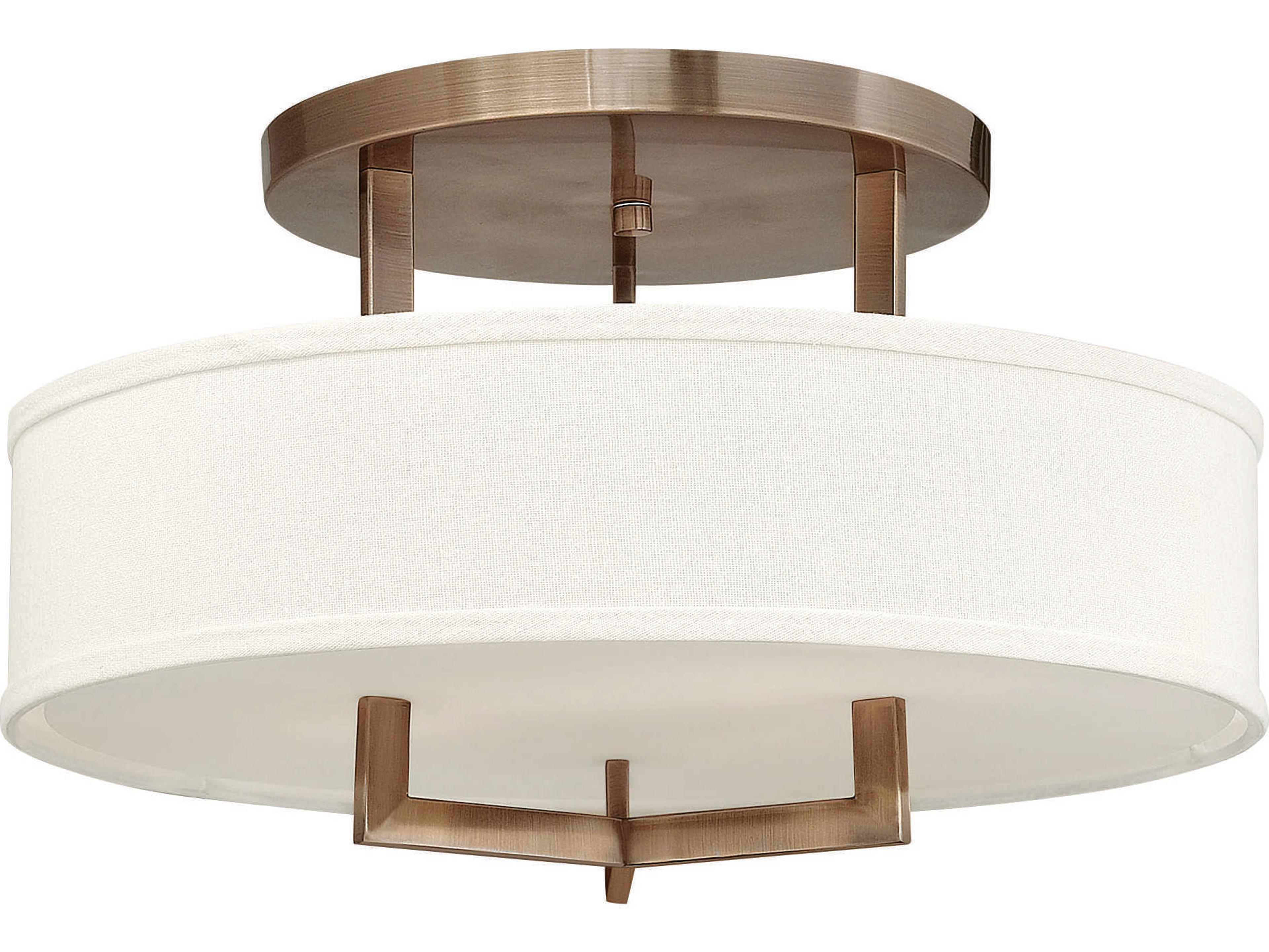 Hinkley Hampton 3-Light Brushed Bronze Drum Semi Flush Mount