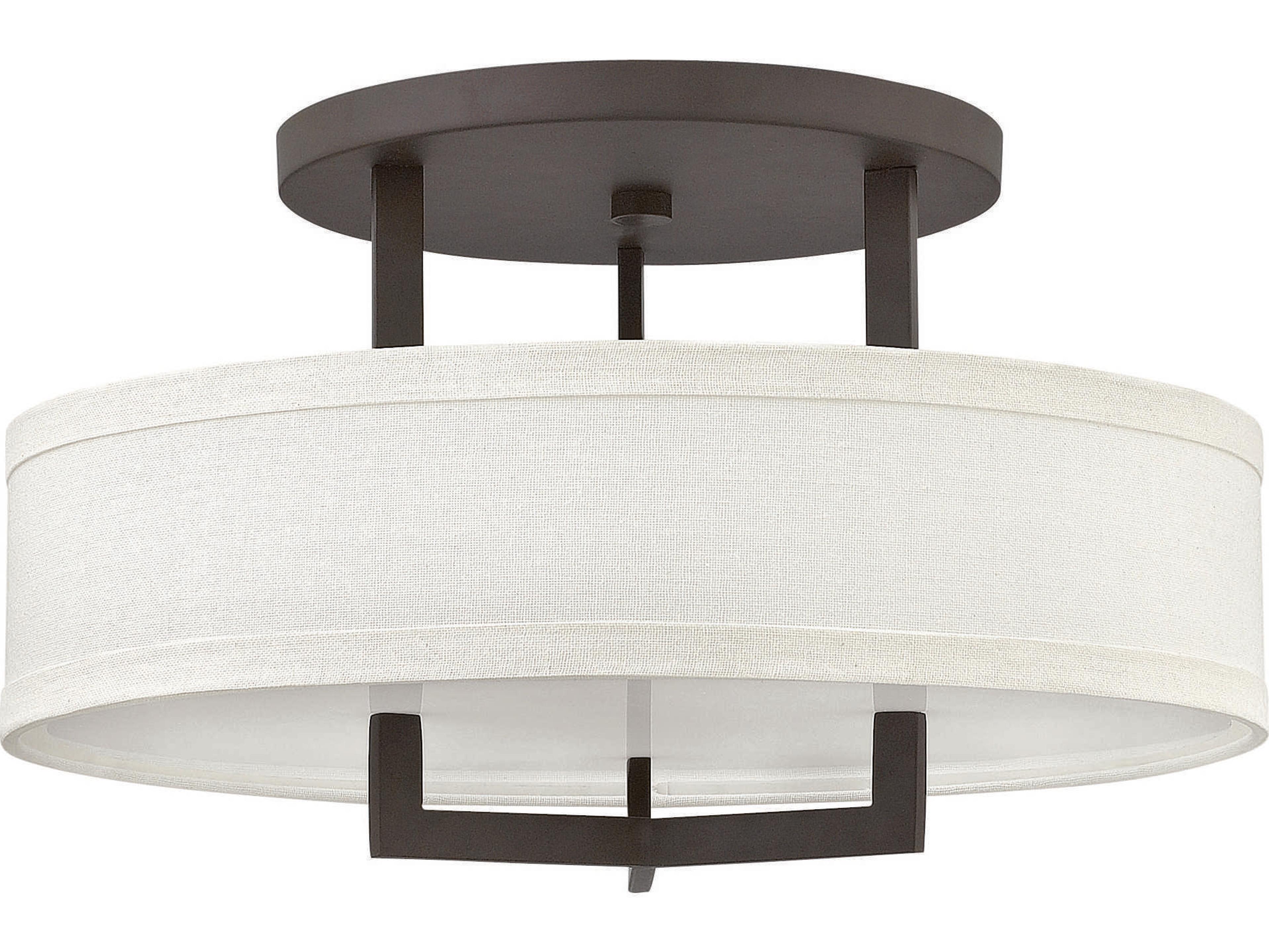 Hinkley Hampton 3-Light Buckeye Bronze Drum Semi Flush Mount