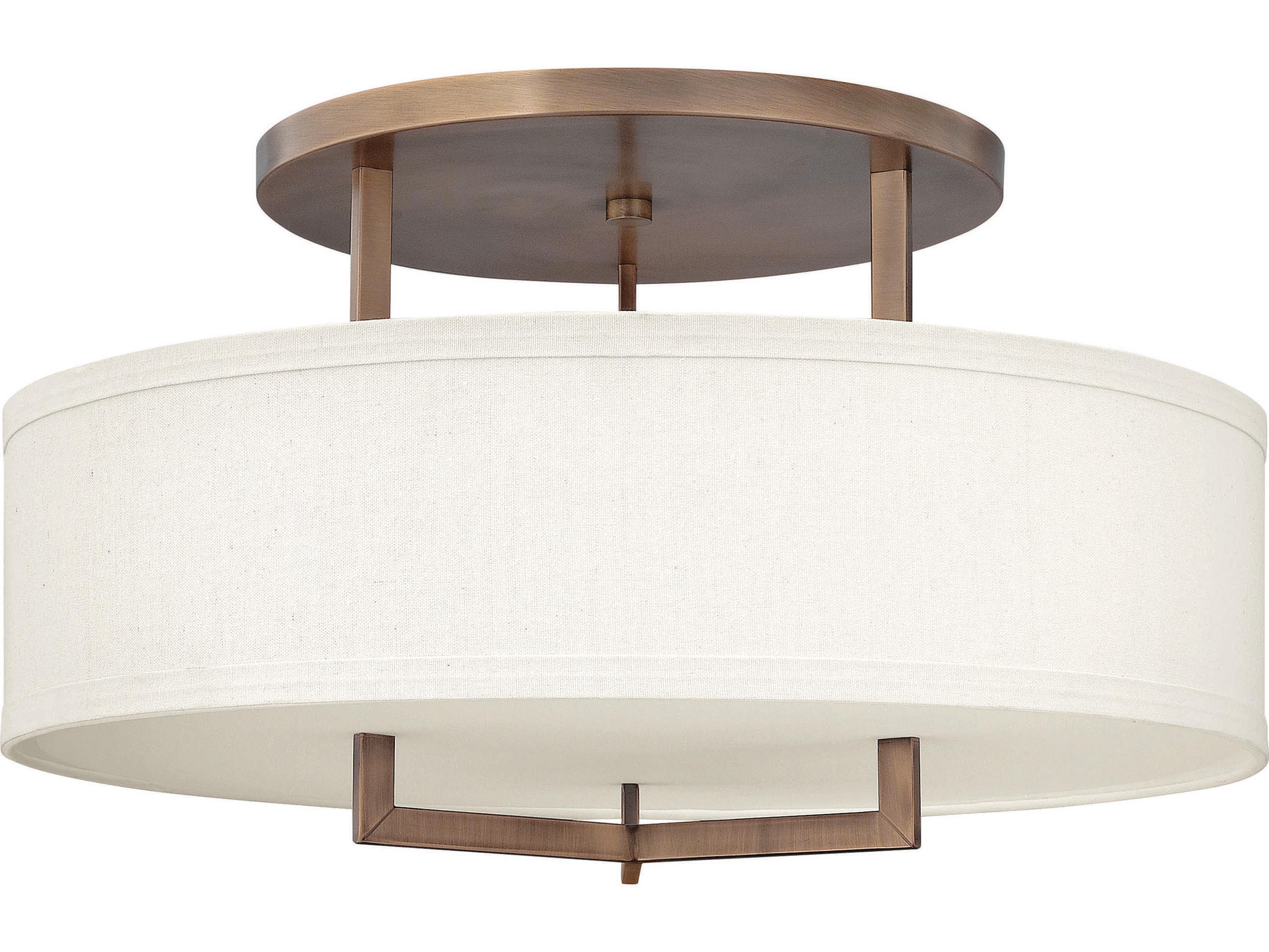 Hinkley Hampton 3-Light Brushed Bronze Drum Semi Flush Mount