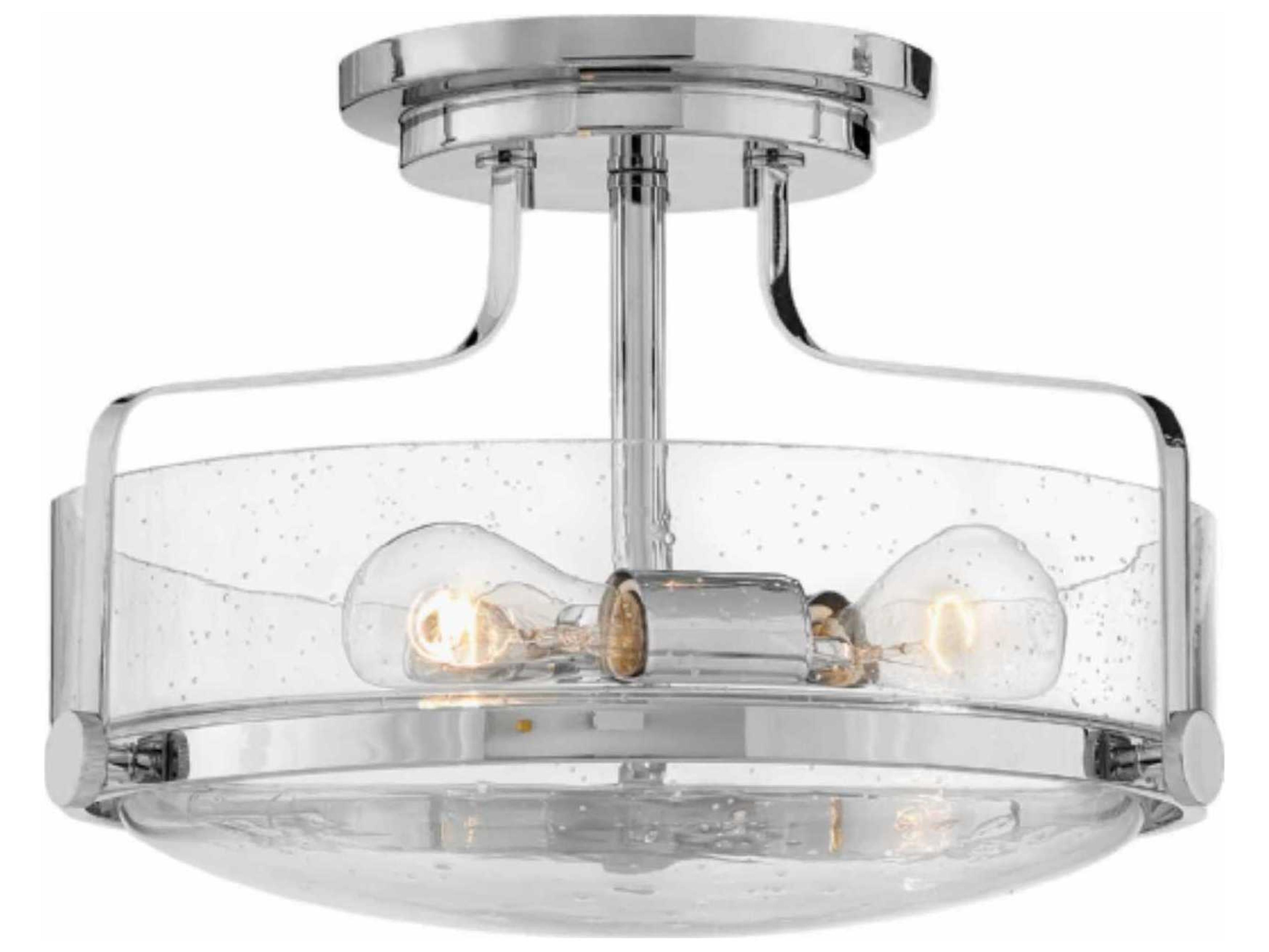 Hinkley Harper 3-Light Chrome Clear Glass Drum Semi Flush Mount