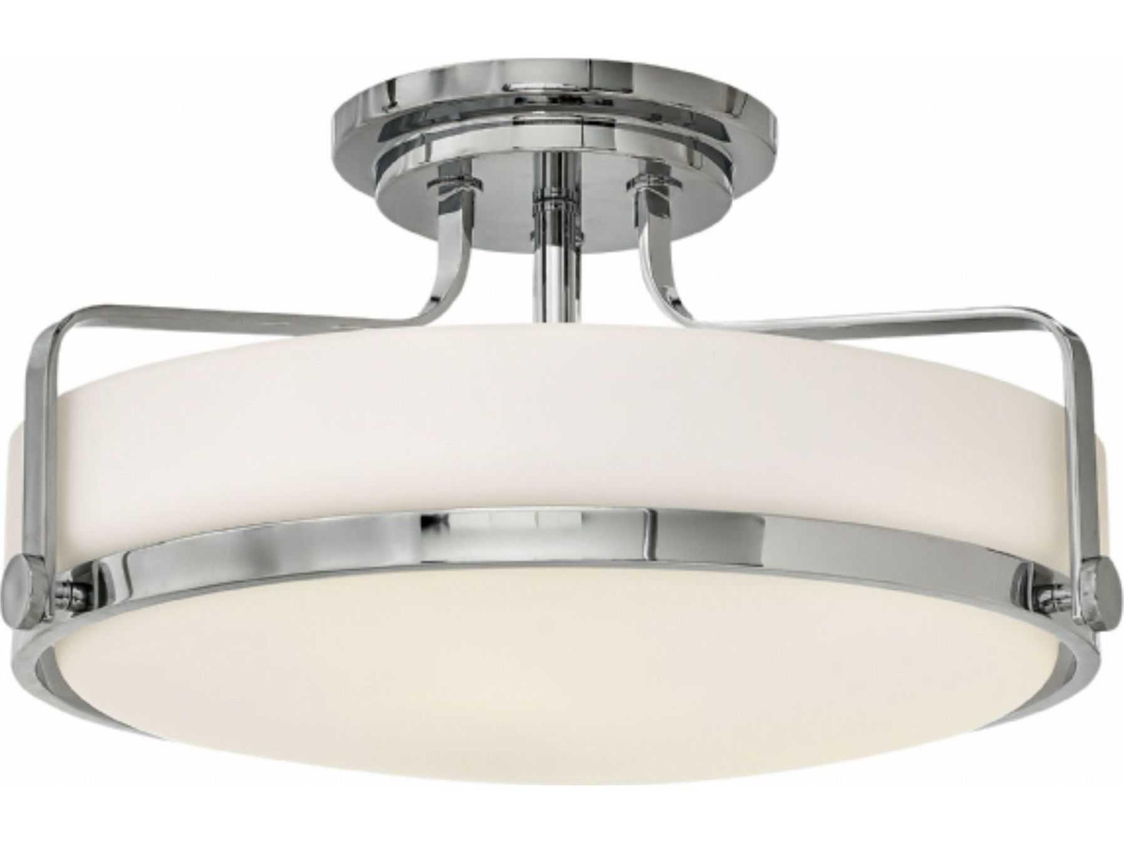 Hinkley Harper 3-Light Chrome Glass Drum Semi Flush Mount