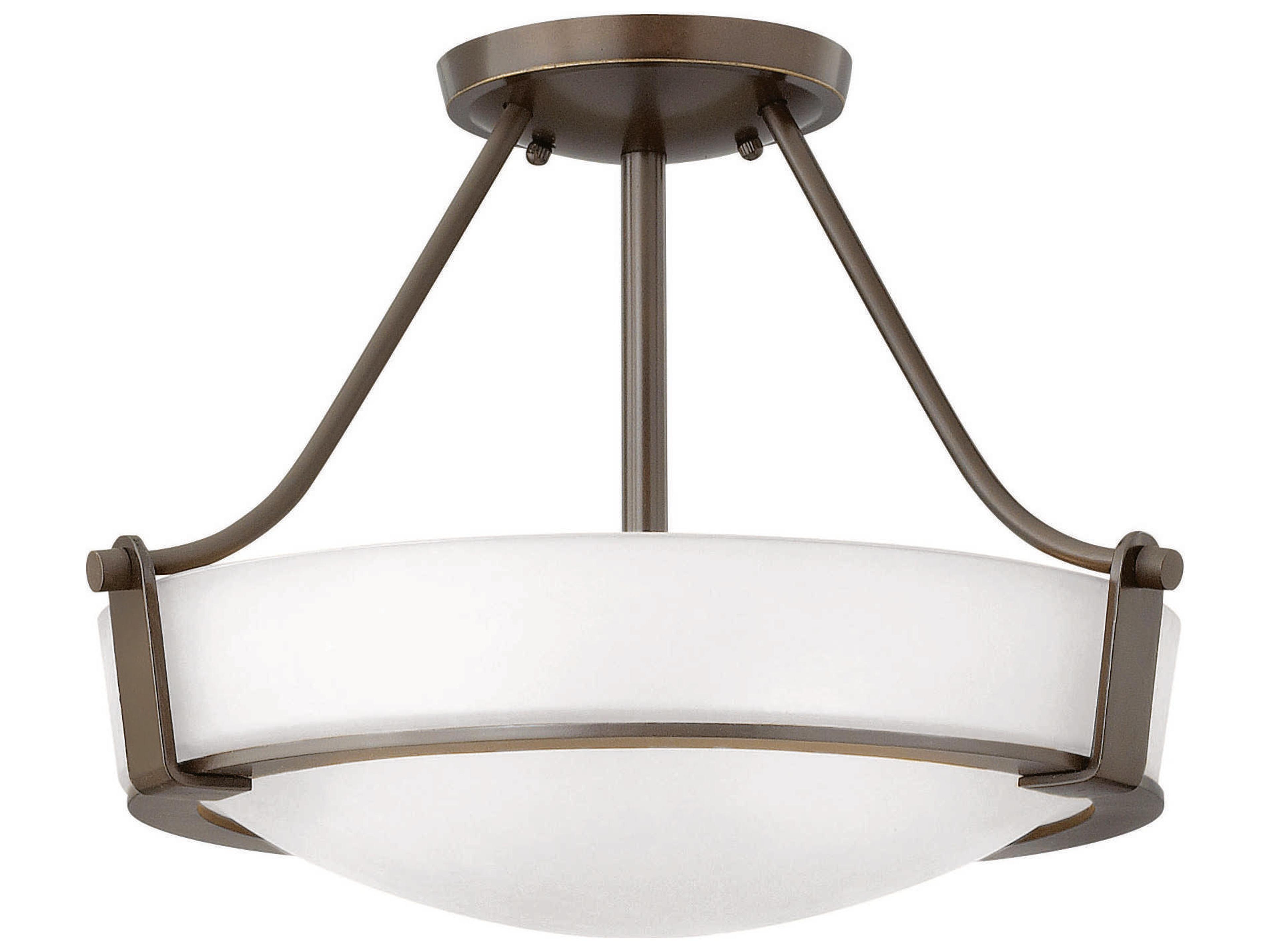 Hinkley Hathaway 3-Light Olde Bronze Glass Drum Semi Flush Mount