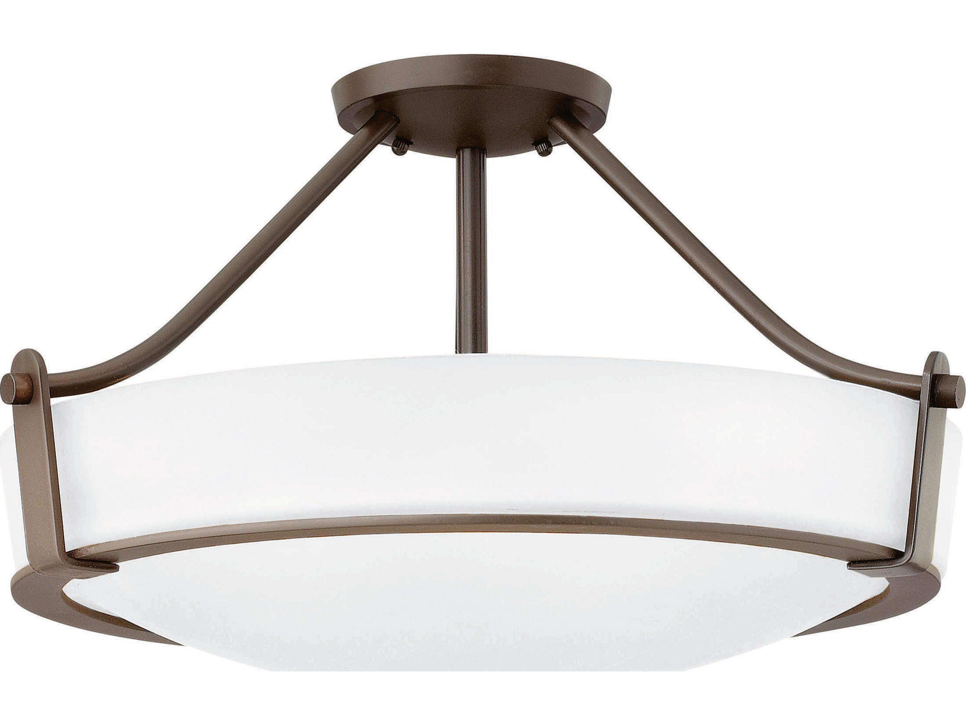 Hinkley Hathaway 4-Light Olde Bronze Glass Drum Semi Flush Mount