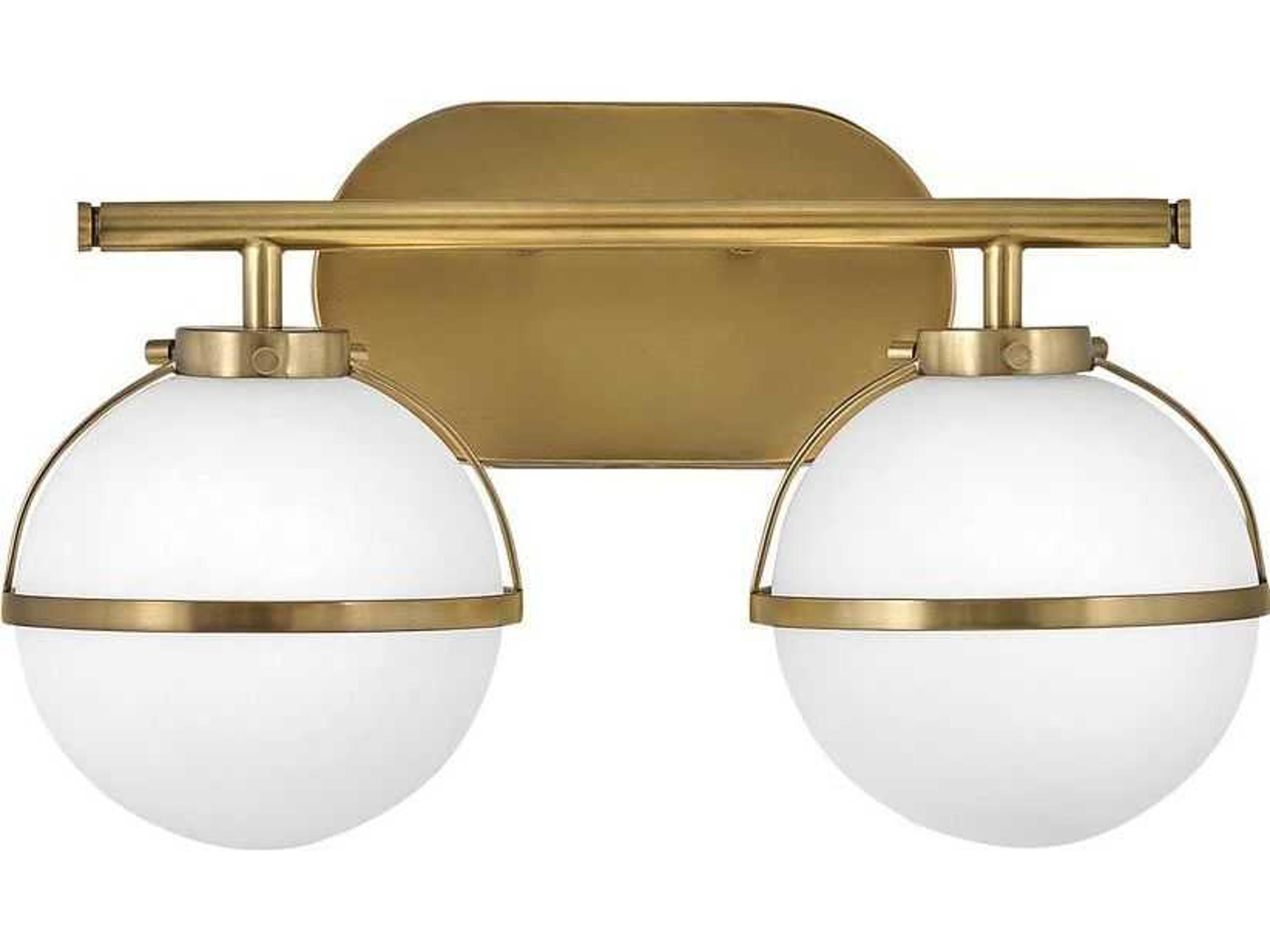 Hinkley Hollis 2-Light Heritage Brass Glass LED Vanity Light