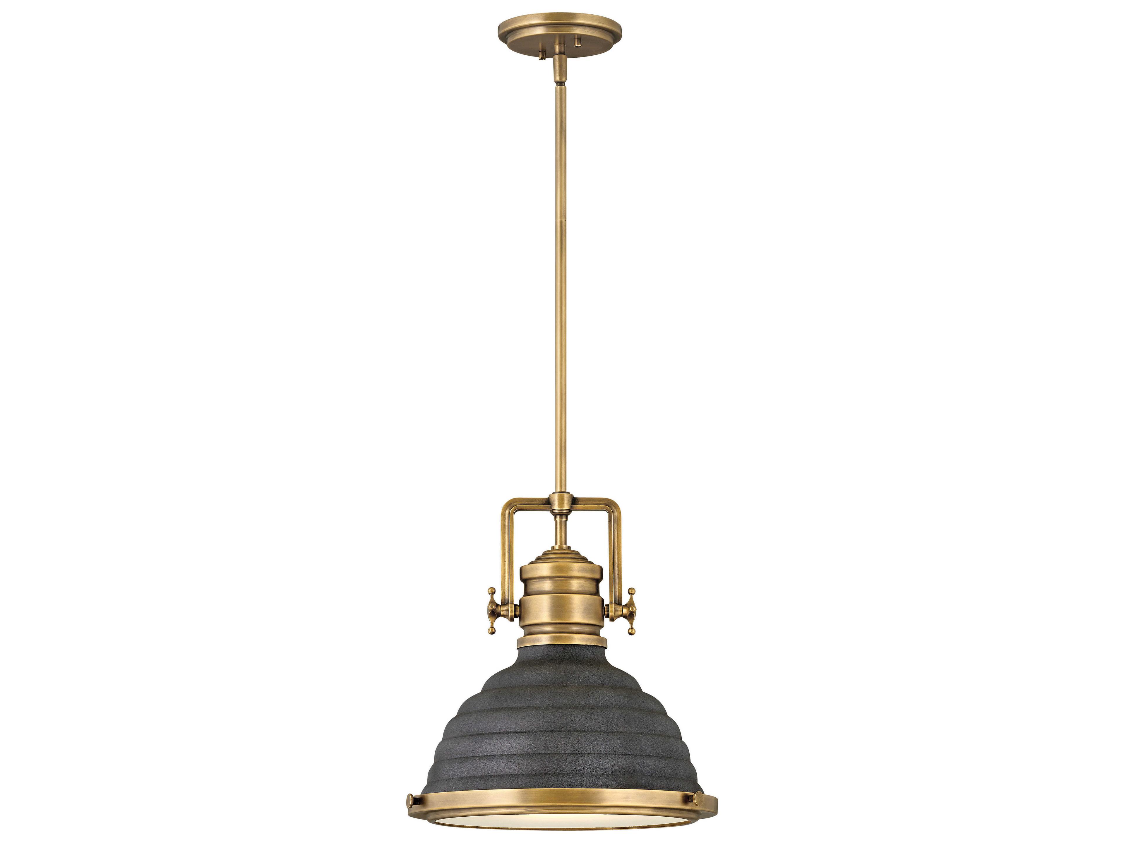 Hinkley Keating 1-Light Heritage Brass Aged Zinc Black Bell Pendant