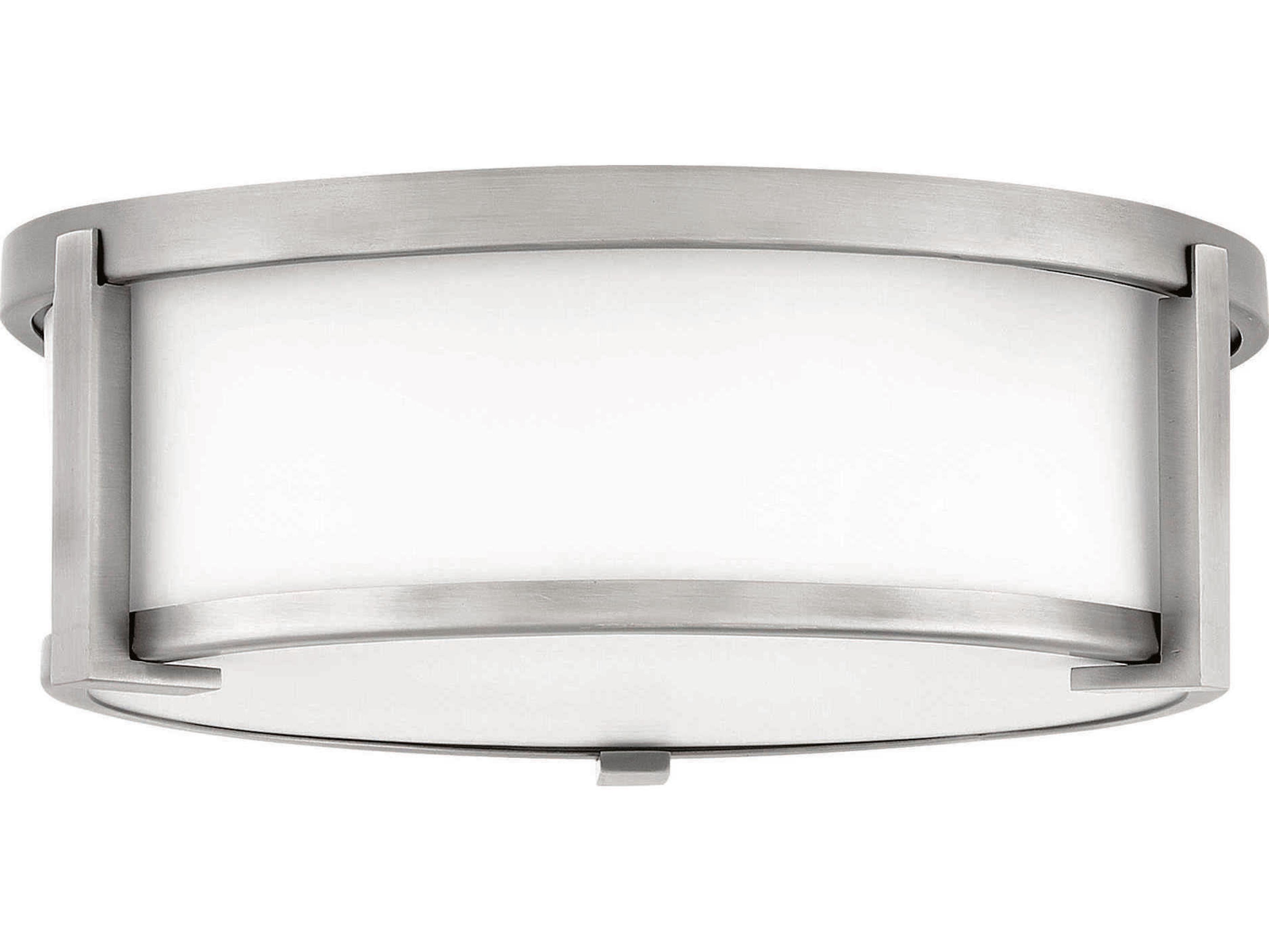 Hinkley Lowell 2-Light Antique Nickel Glass Drum Flush Mount