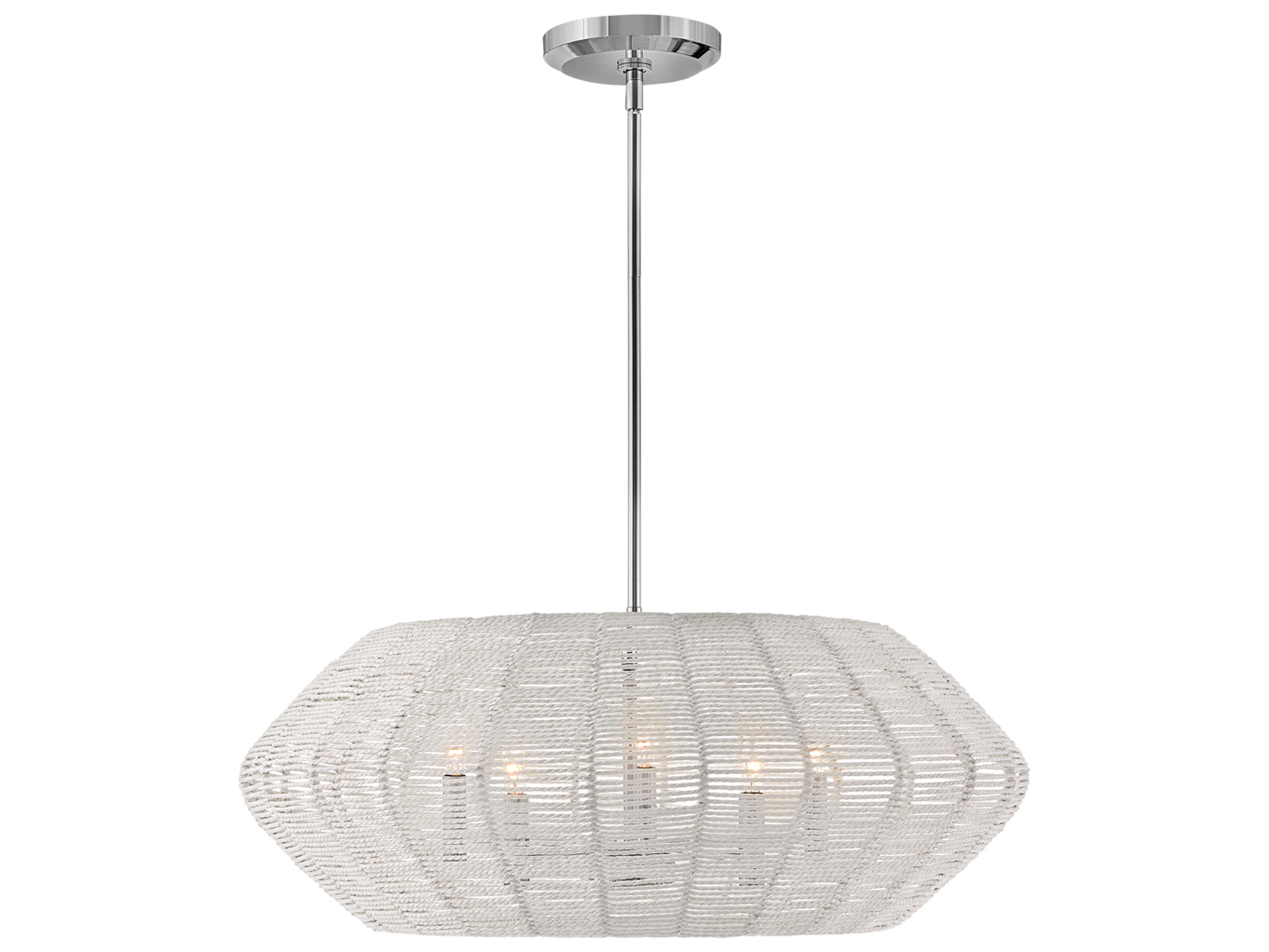 Hinkley Luca 5-Light Polished Chrome White Candelabra Geometric Chandelier