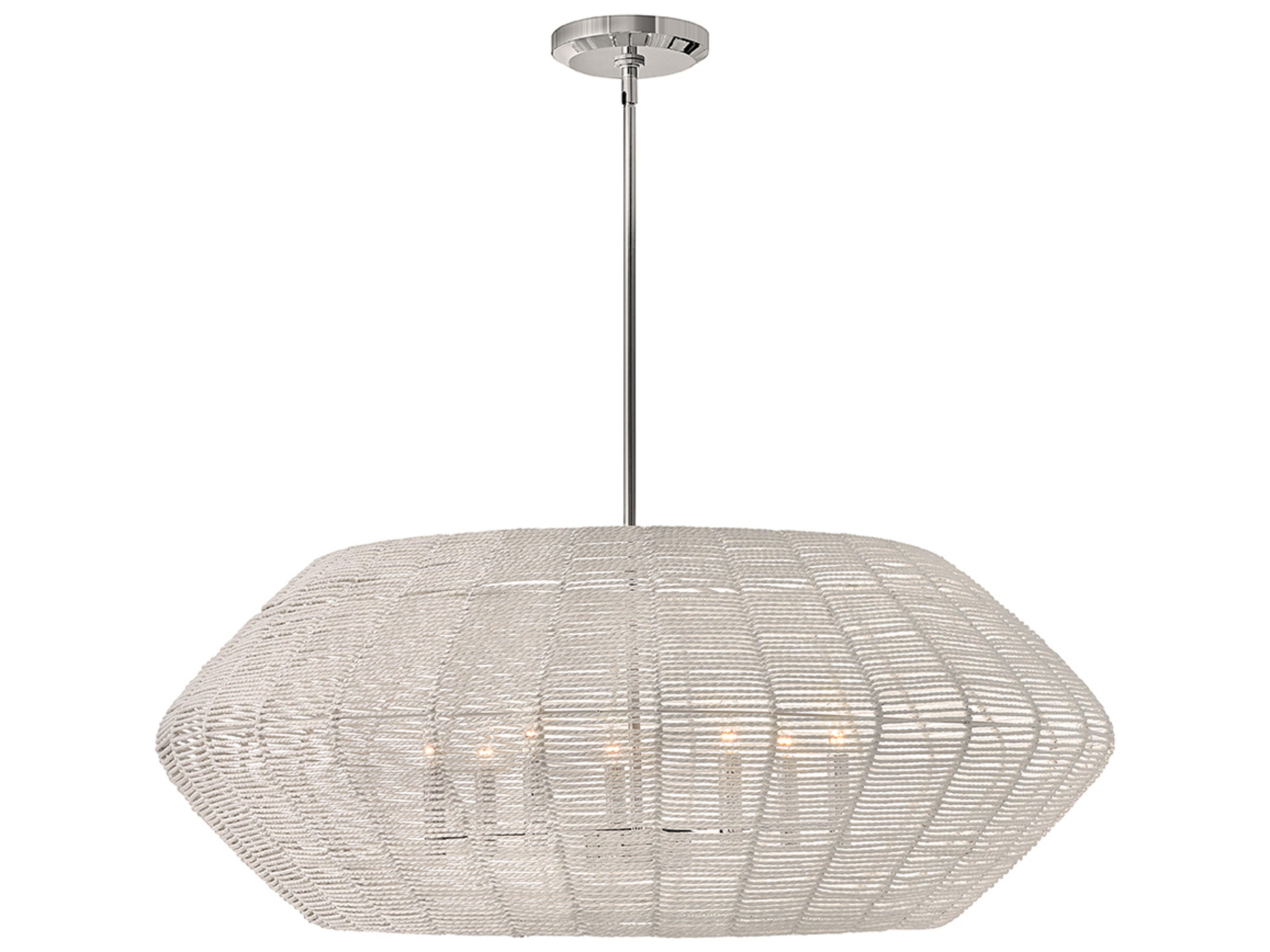 Hinkley Luca 7-Light Polished Chrome White Candelabra Geometric Chandelier