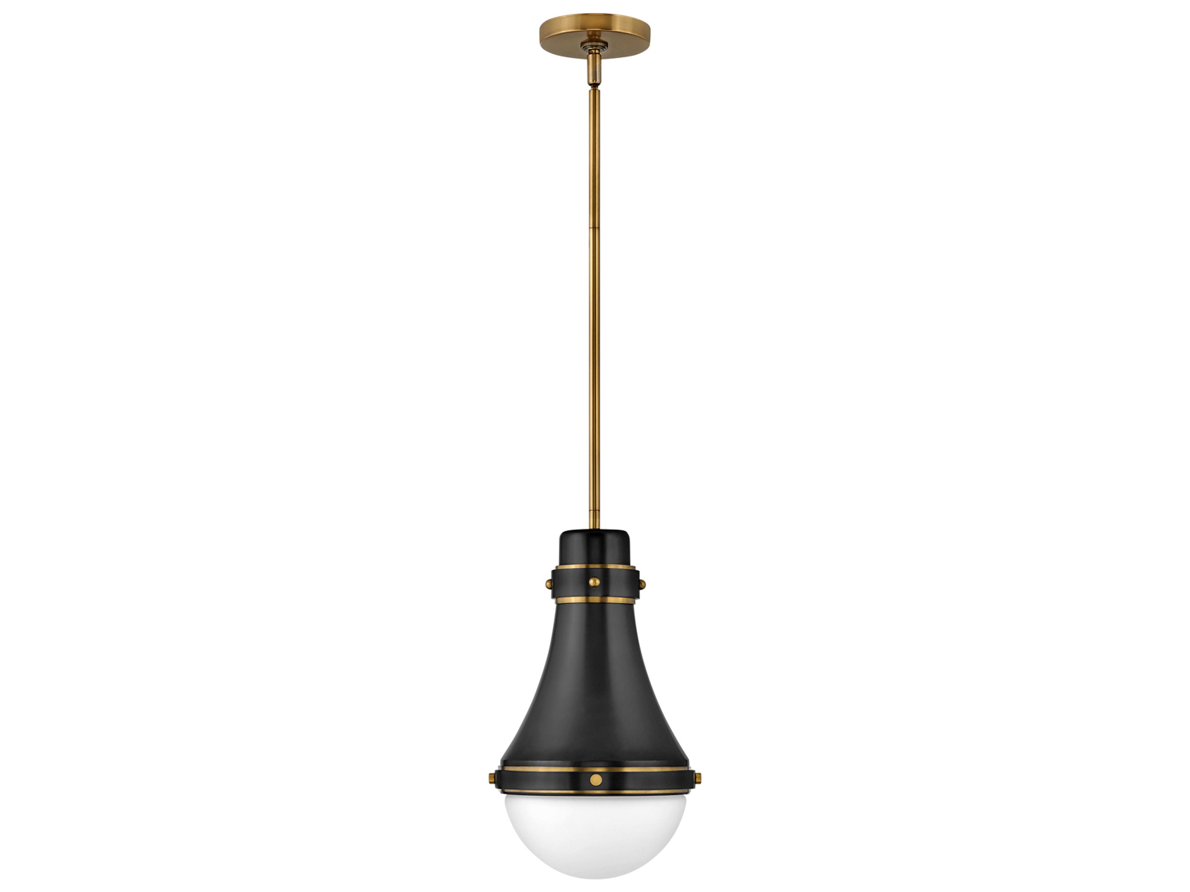Hinkley Oliver 1-Light Black Brass Glass Bell Globe Mini Pendant