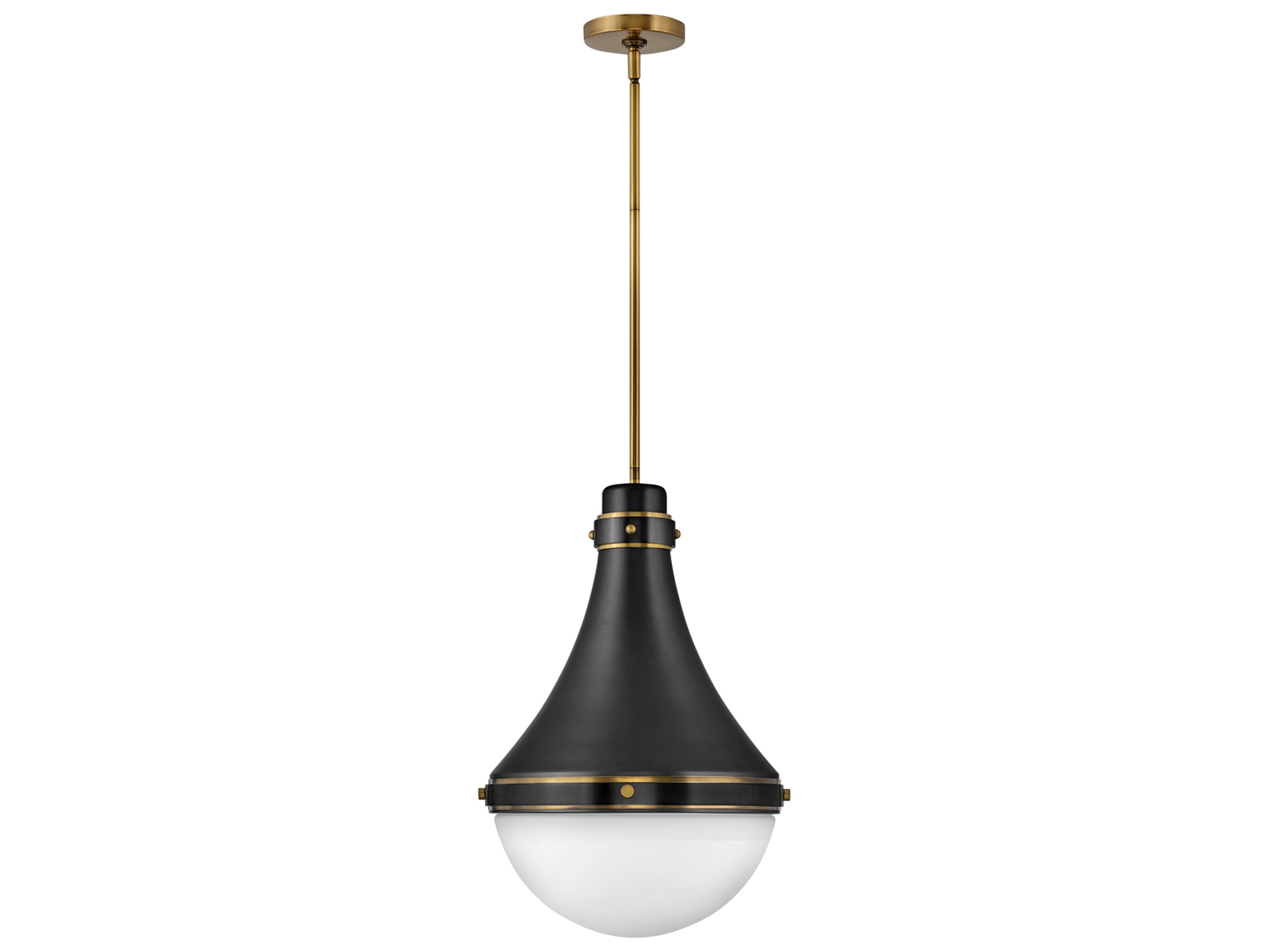 Hinkley Oliver 1-Light Black Brass Glass Bell Globe Pendant