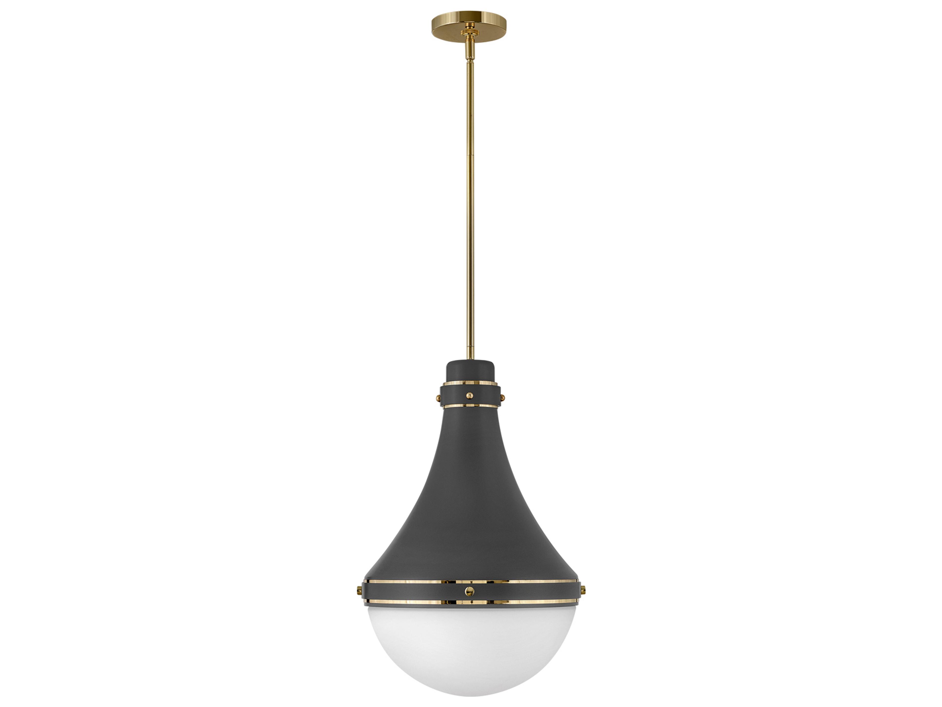 Hinkley Oliver 1-Light Dark Matte Grey Brass Glass Geometric Pendant
