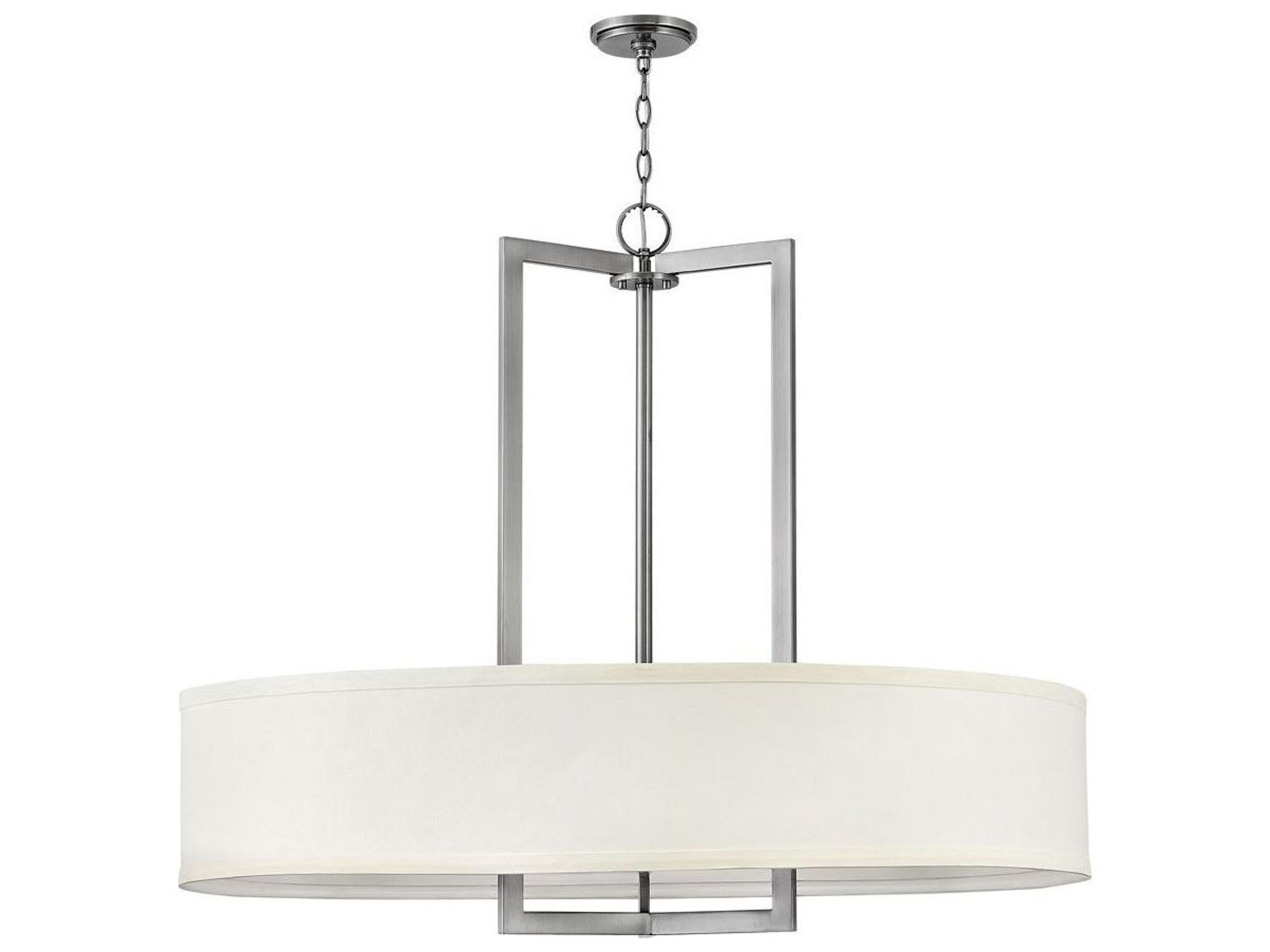Hinkley Hampton 9-Light Antique Nickel Off White Drum Pendant