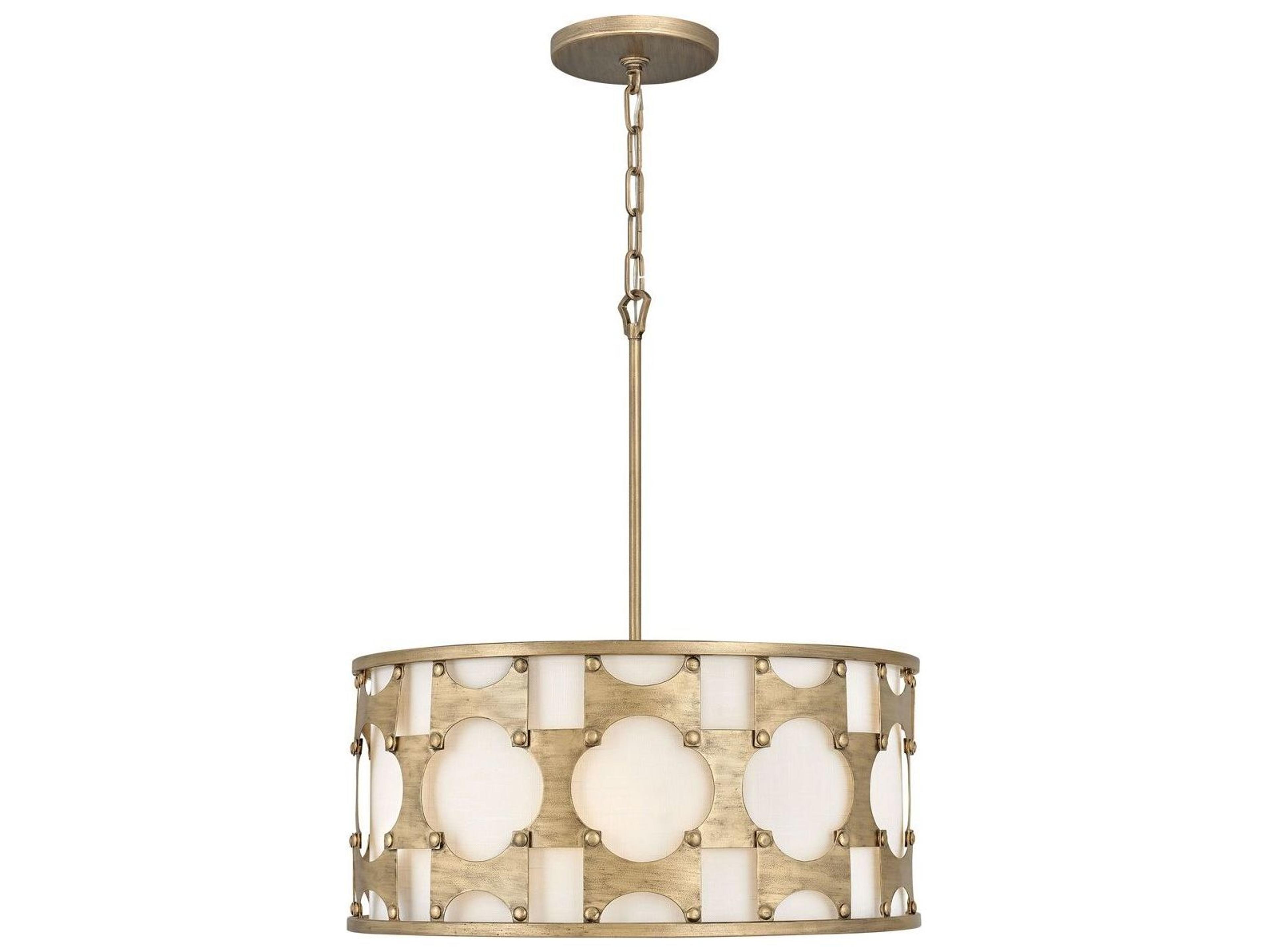Hinkley Carter 5-Light Burnished Gold Off White Drum Pendant