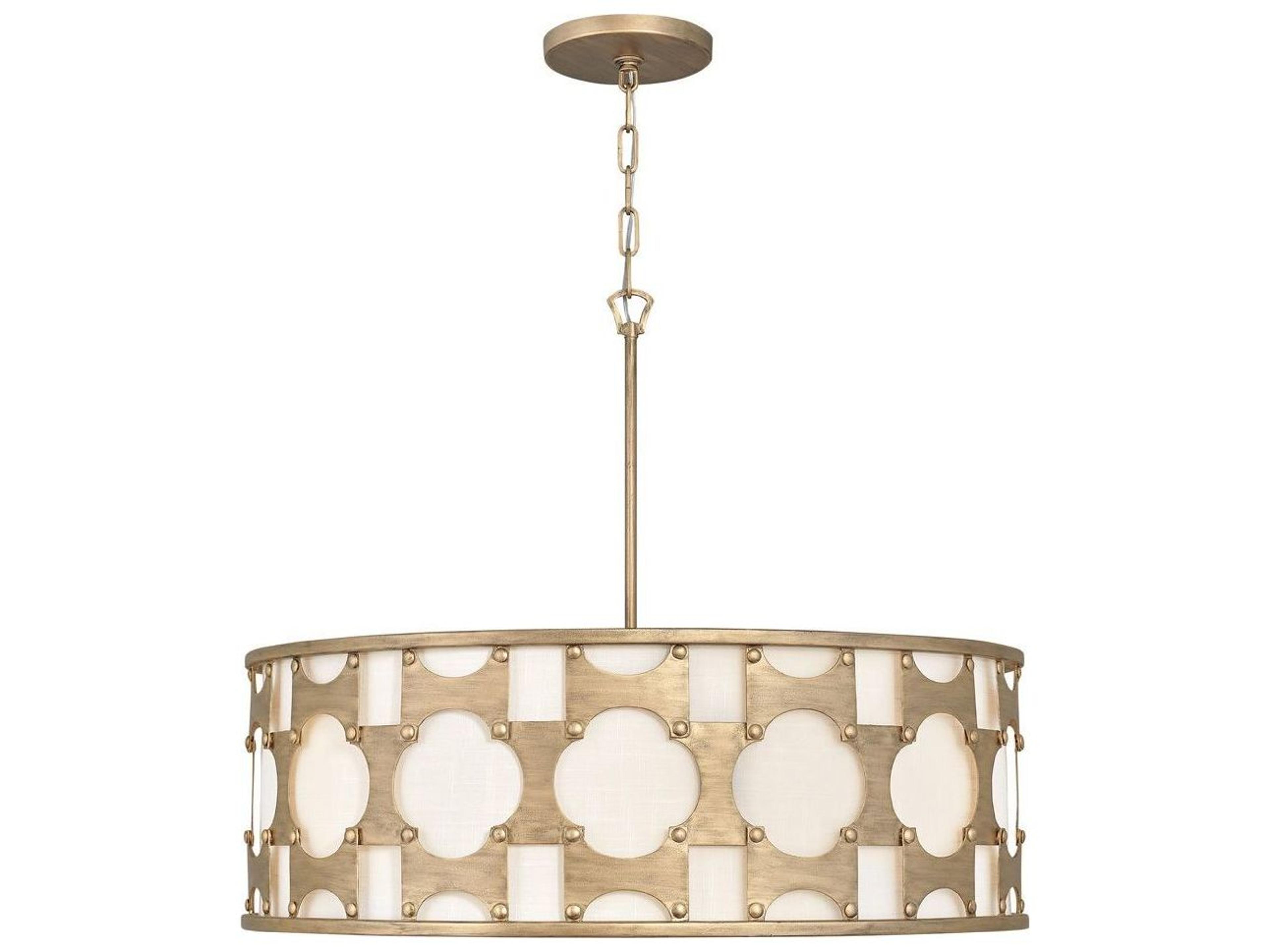 Hinkley Carter 6-Light Burnished Gold Off White Drum Pendant