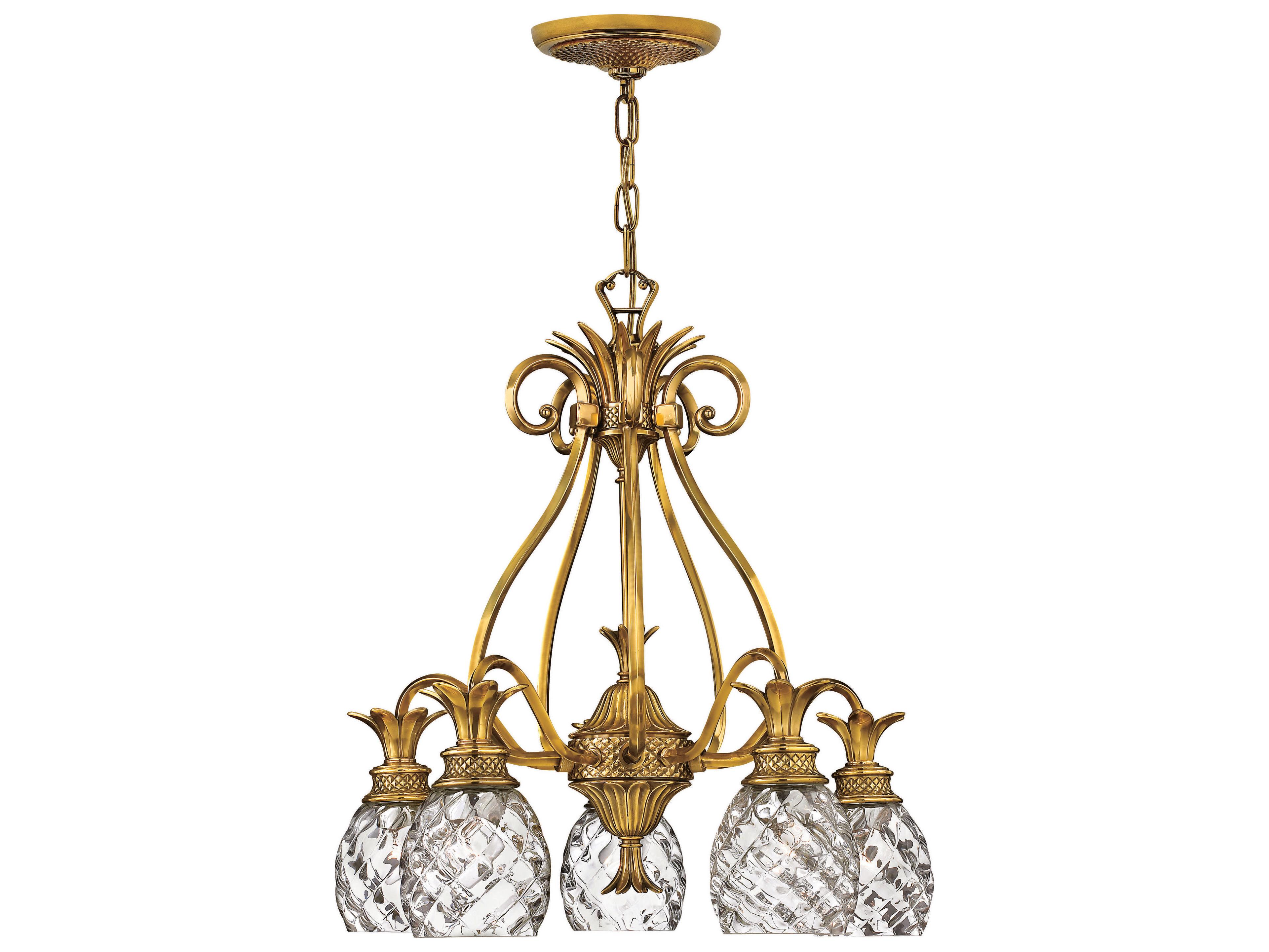 Hinkley Plantation 5-Light Burnished Brass Glass Bell Chandelier