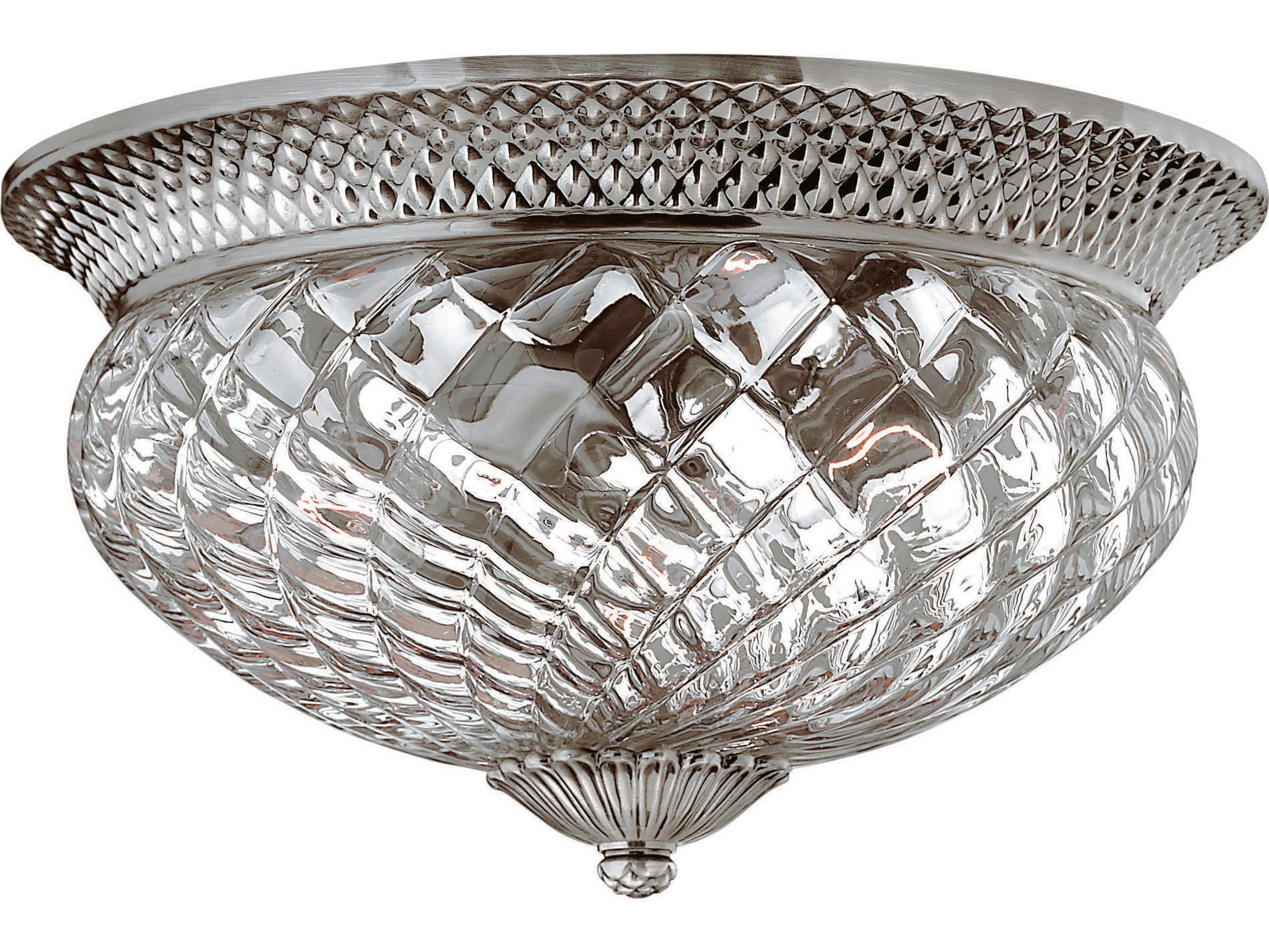Hinkley Plantation 3-Light Polished Antique Nickel Glass Dome Flush Mount