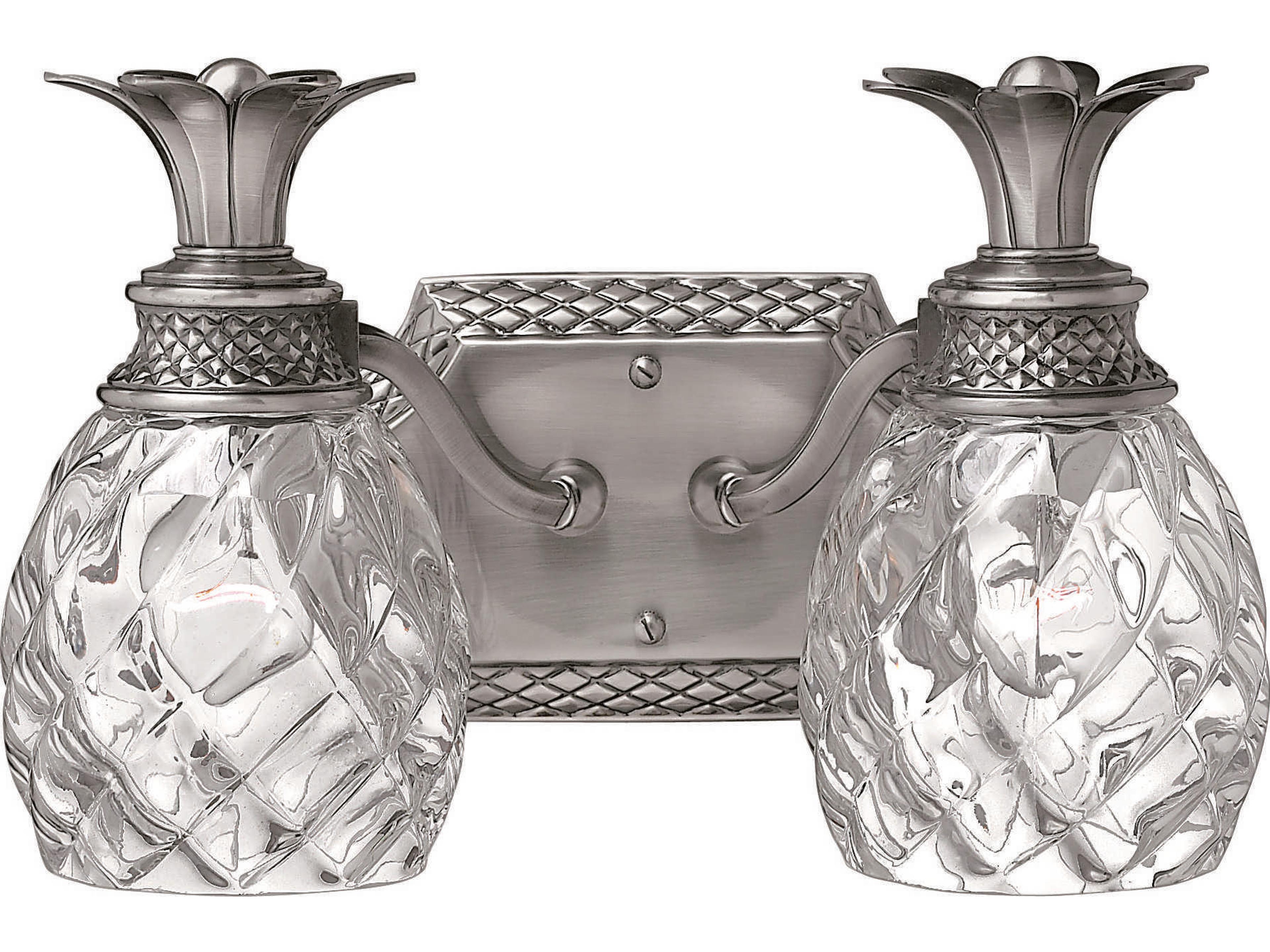 Hinkley Plantation 2-Light Polished Antique Nickel Glass Vanity Light