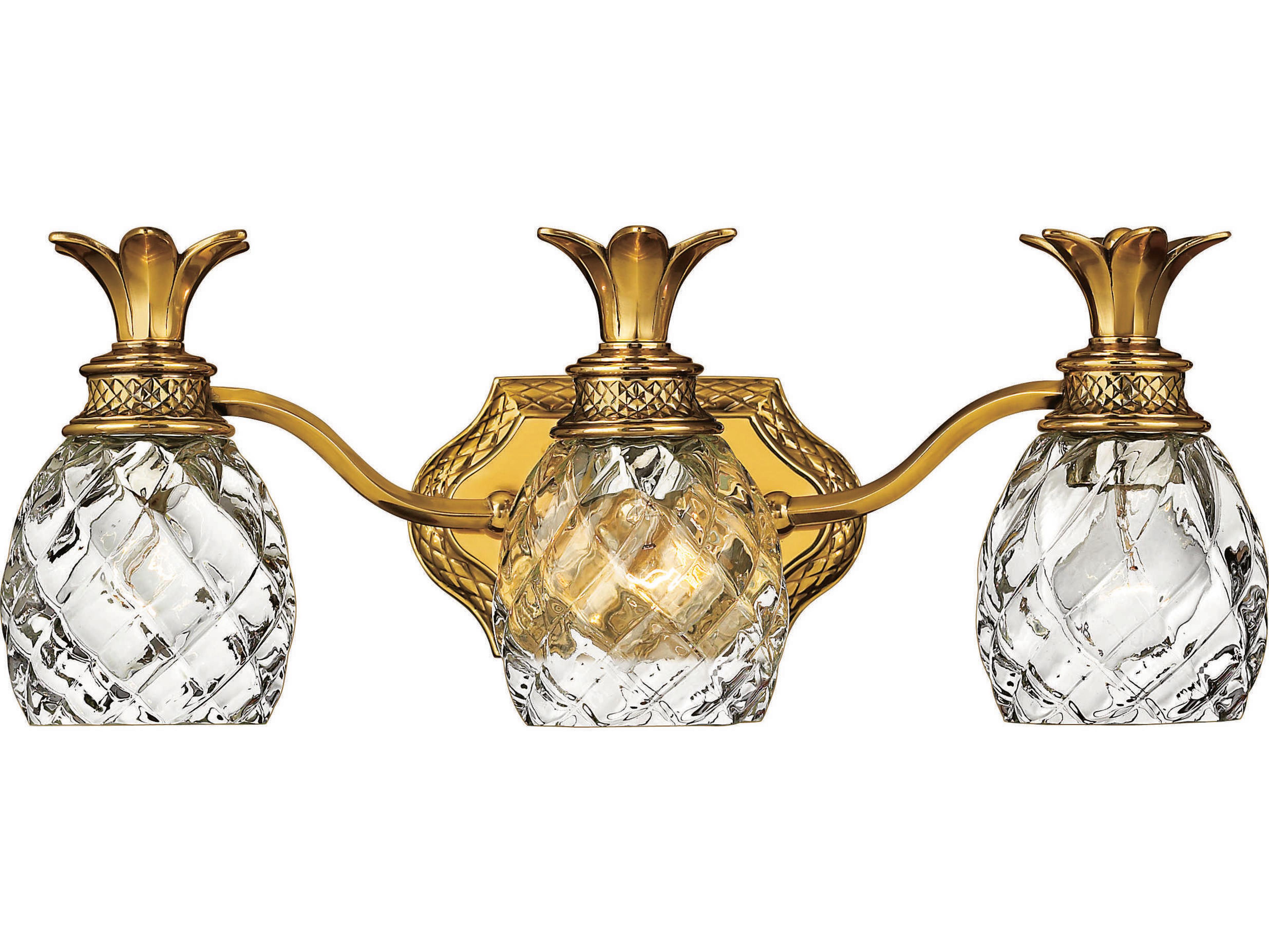 Hinkley Plantation 3-Light Burnished Brass Glass Vanity Light