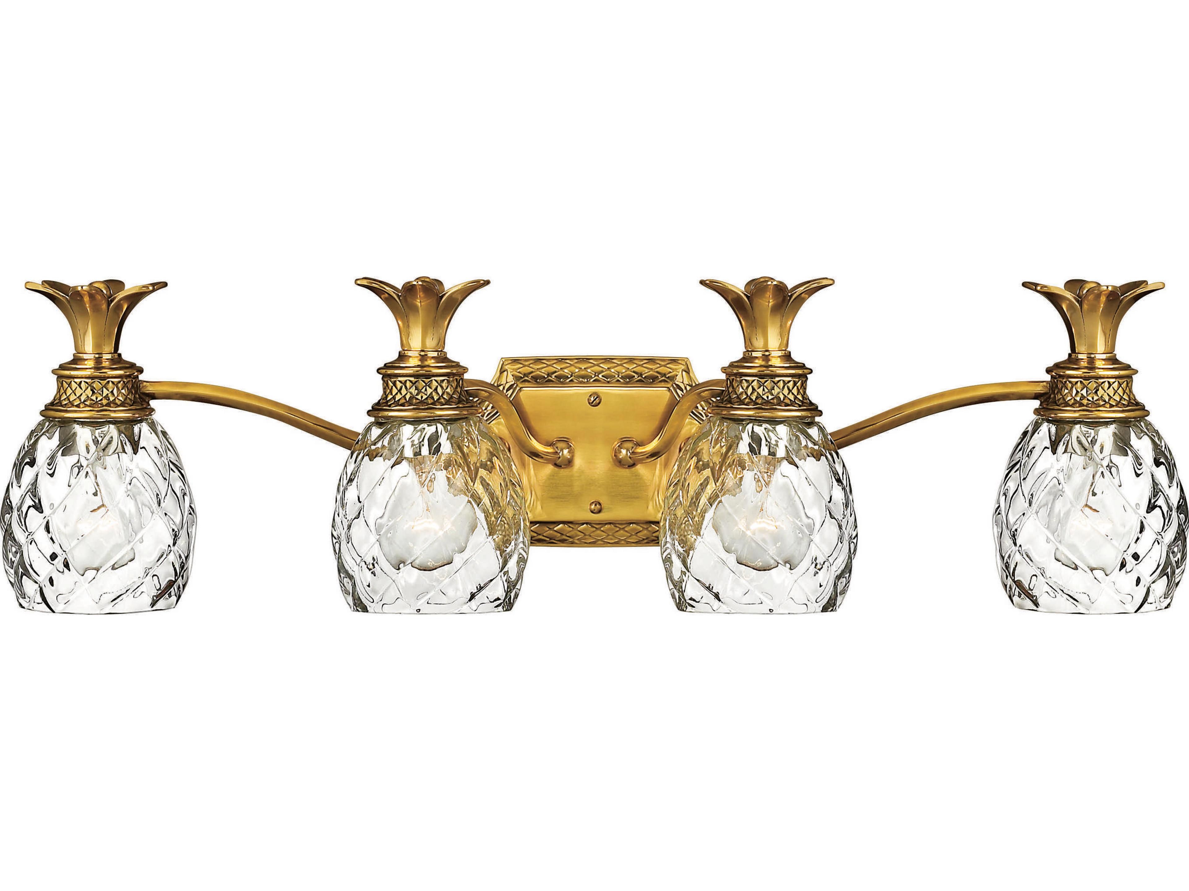 Hinkley Plantation 4-Light Burnished Brass Glass Vanity Light