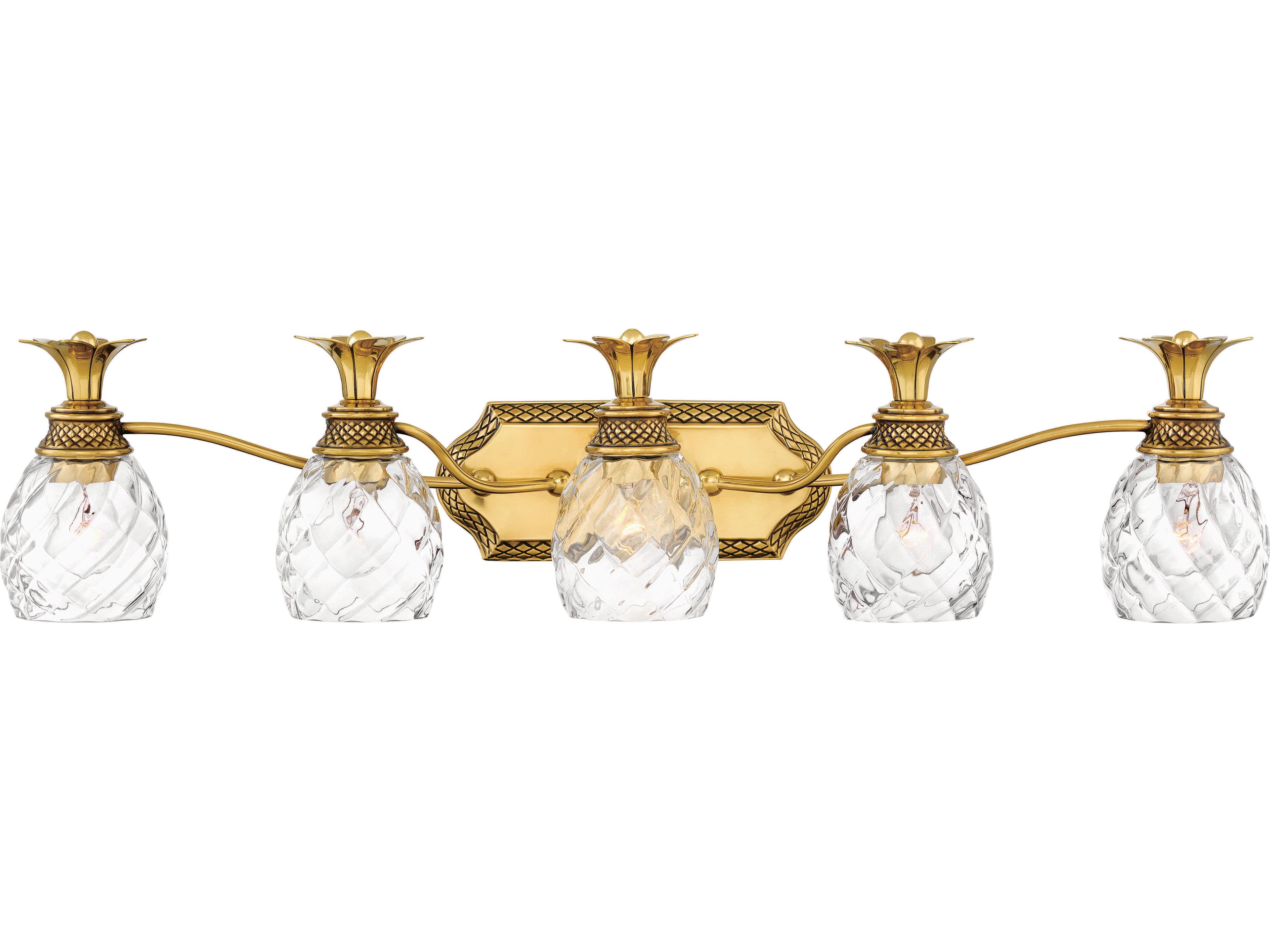 Hinkley Plantation 5-Light Burnished Brass Glass Vanity Light