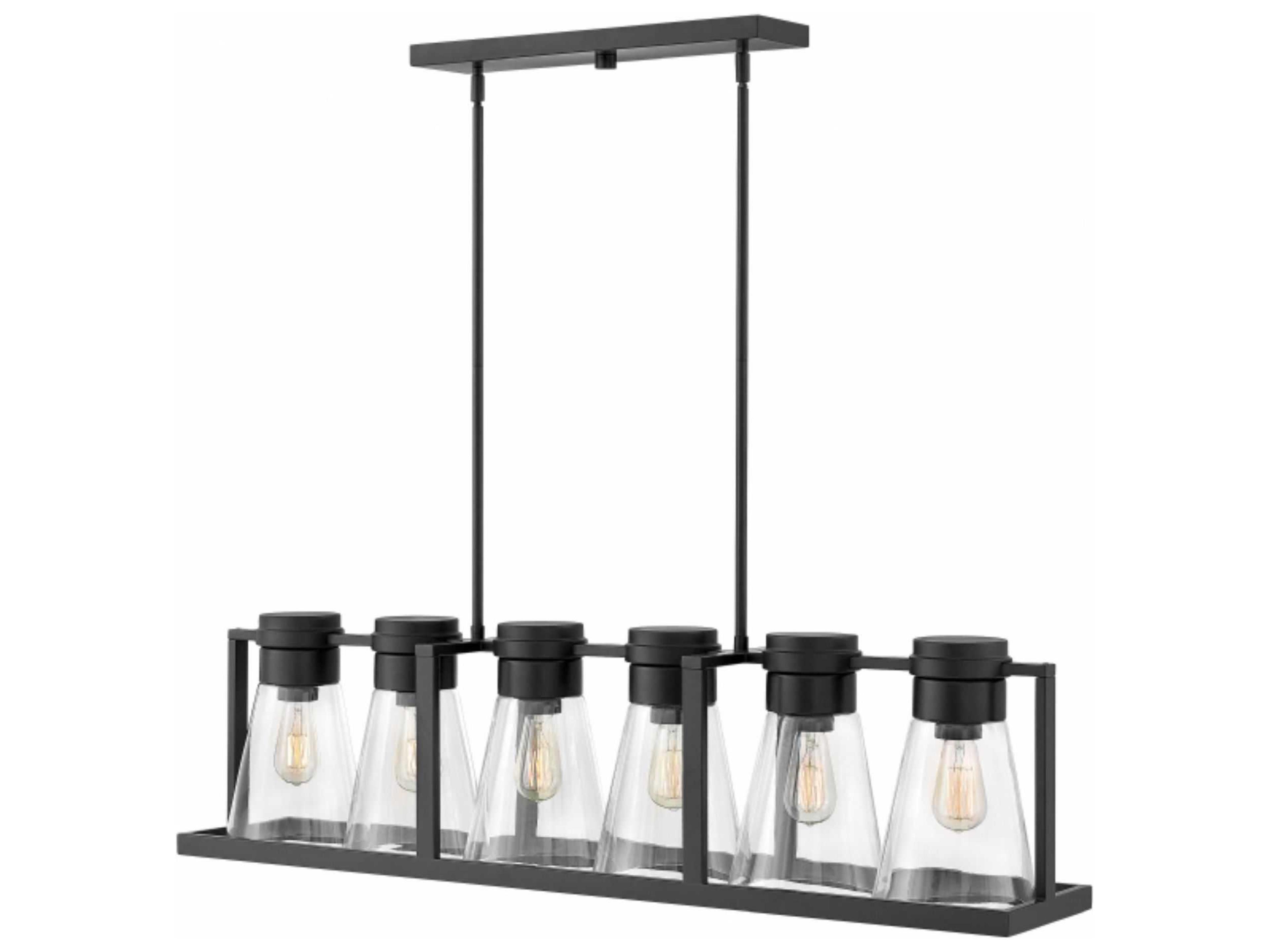 Hinkley Refinery 6-Light Black Glass Island Pendant