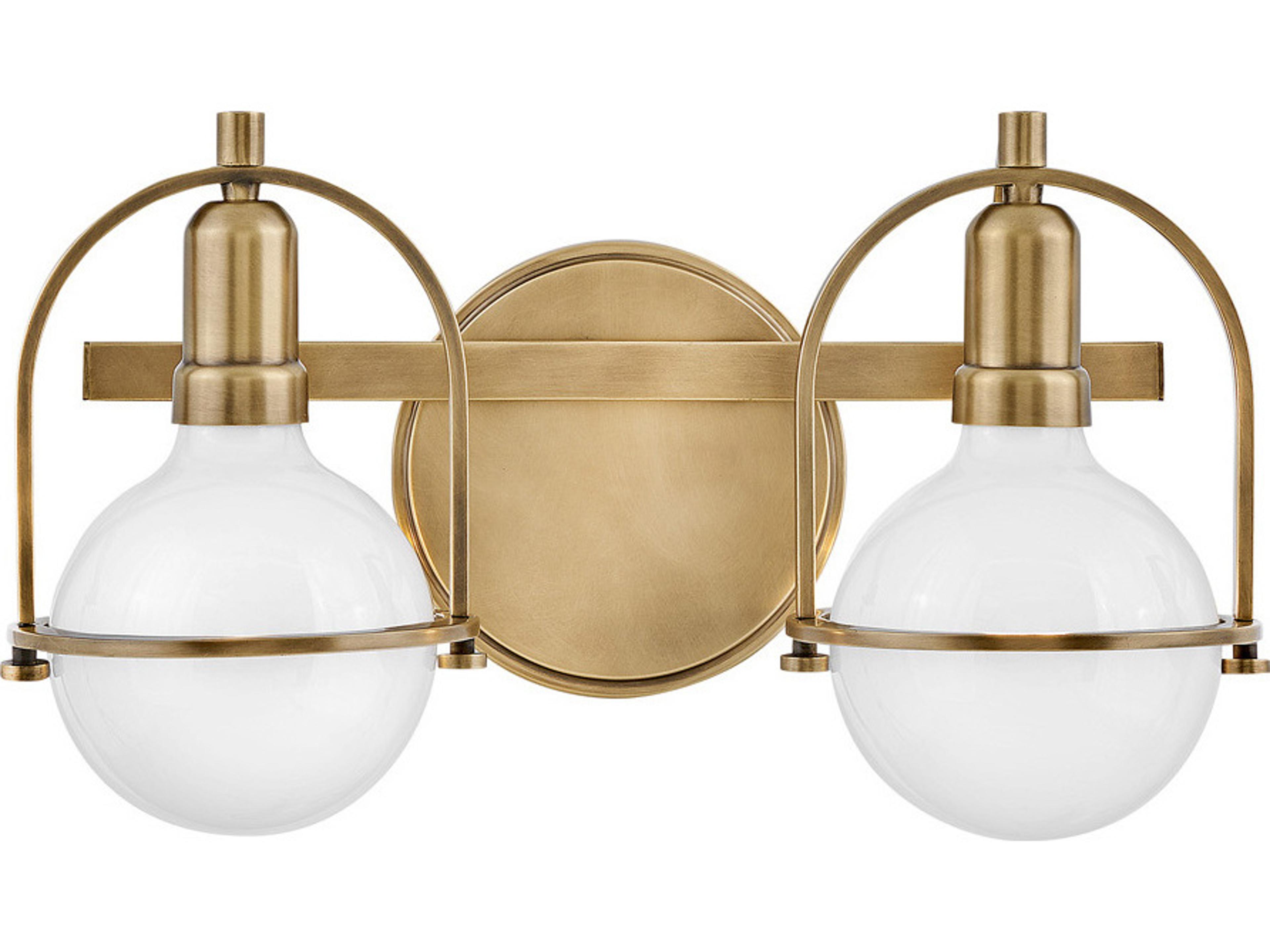 Hinkley Somerset 2-Light Heritage Brass Glass Vanity Light