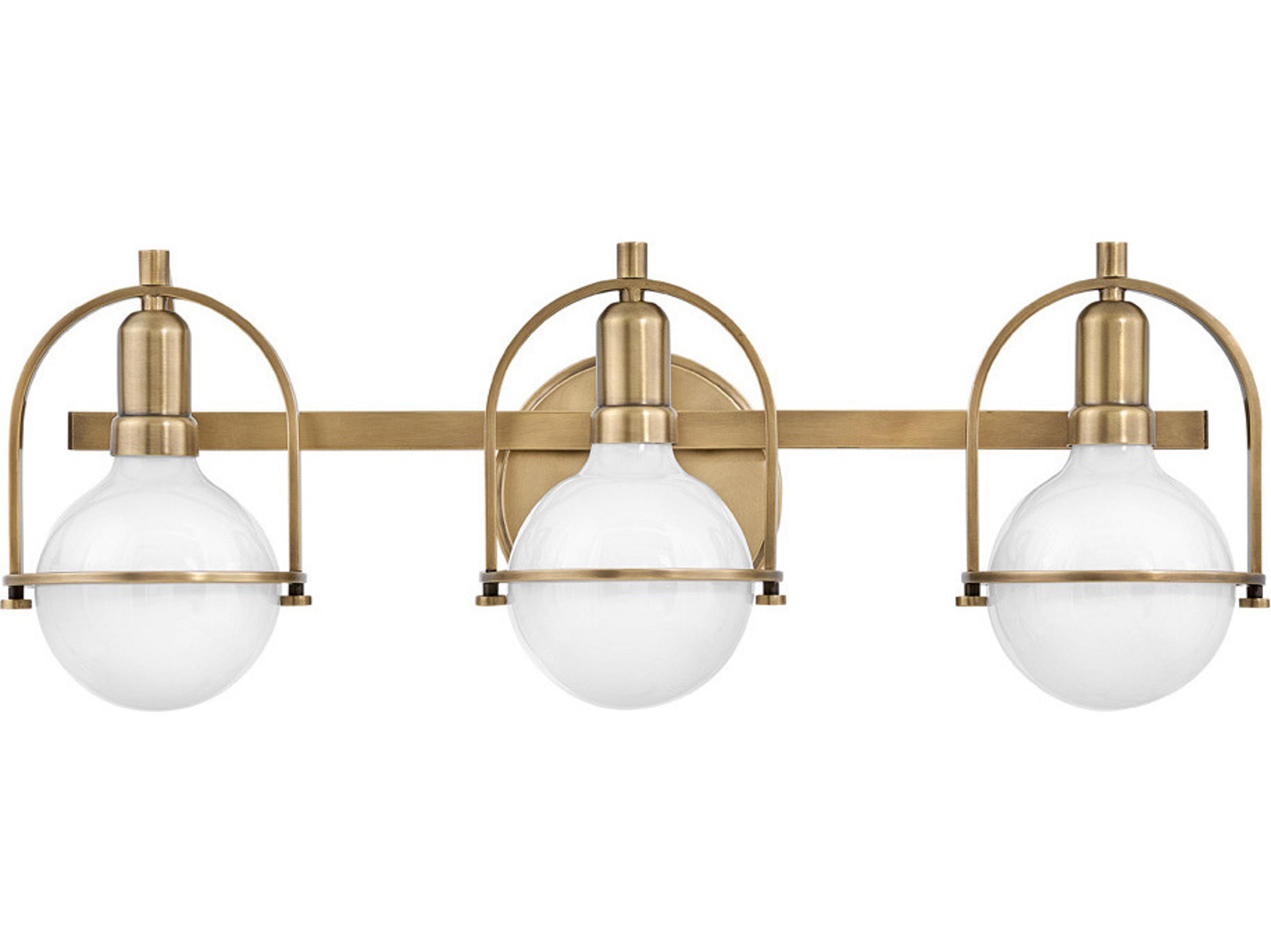 Hinkley Somerset 3-Light Heritage Brass Glass Vanity Light