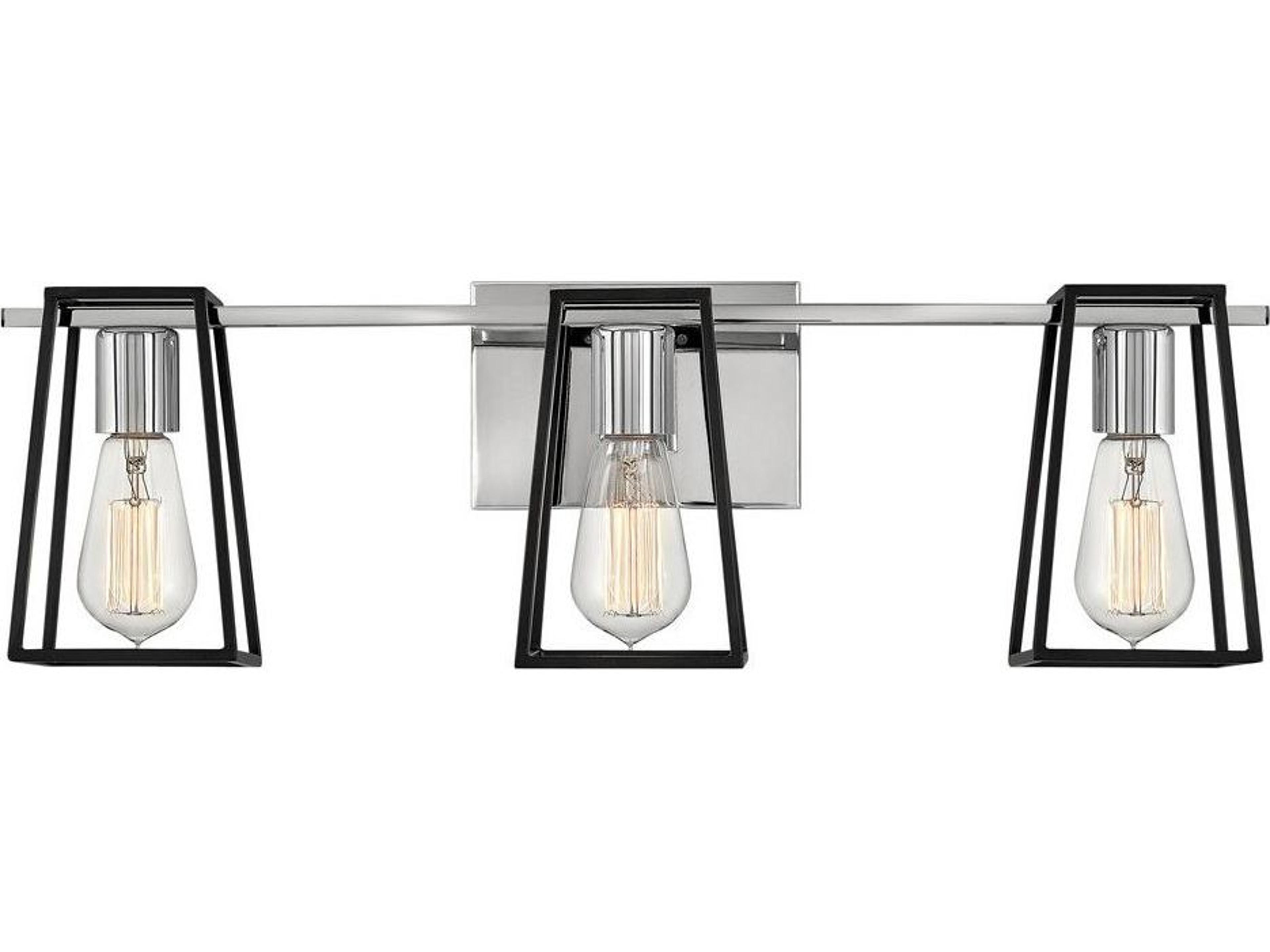 Hinkley Filmore 3-Light Chrome Black Vanity Light
