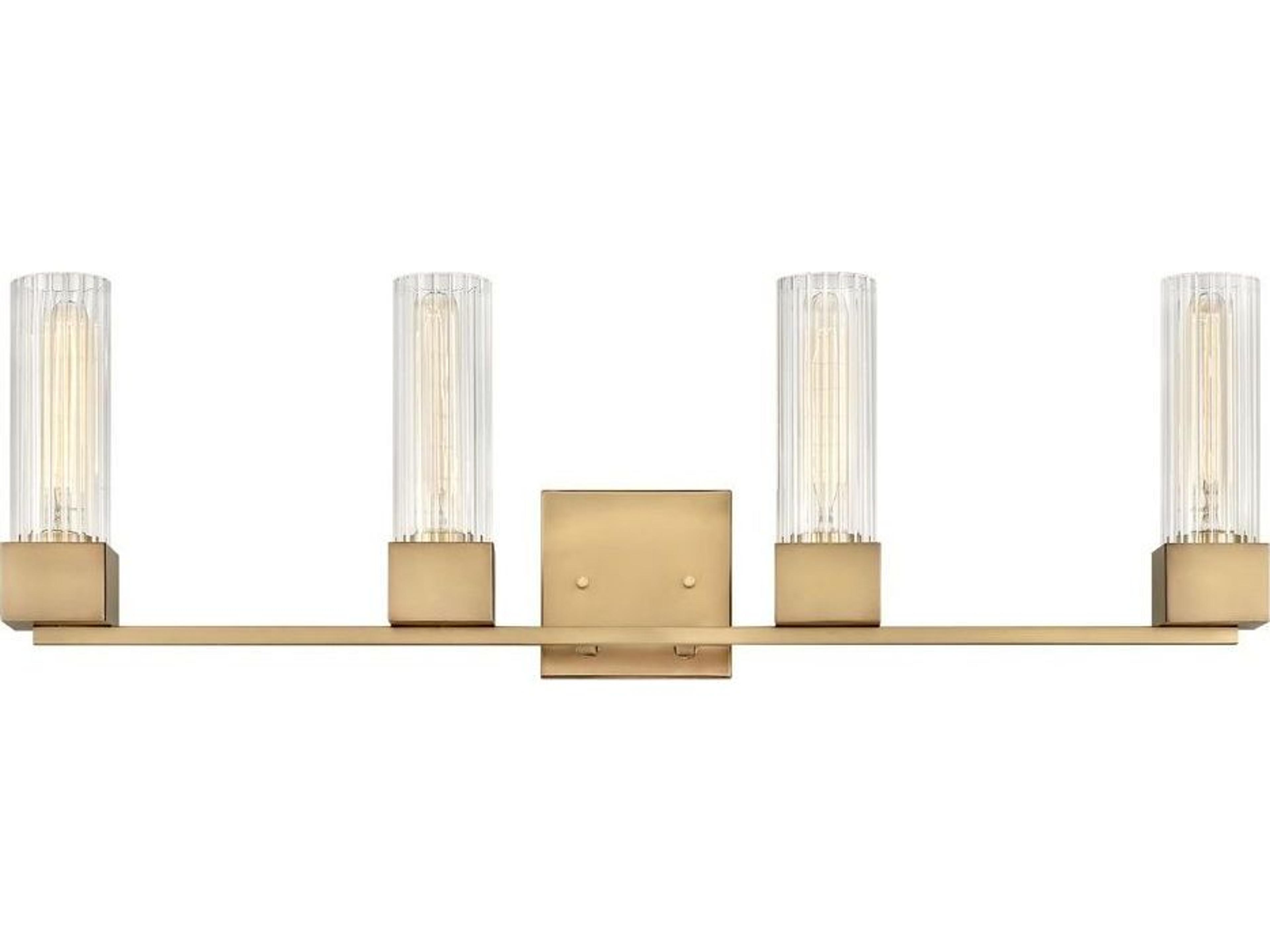 Hinkley Xander 4-Light Heritage Brass Glass Vanity Light
