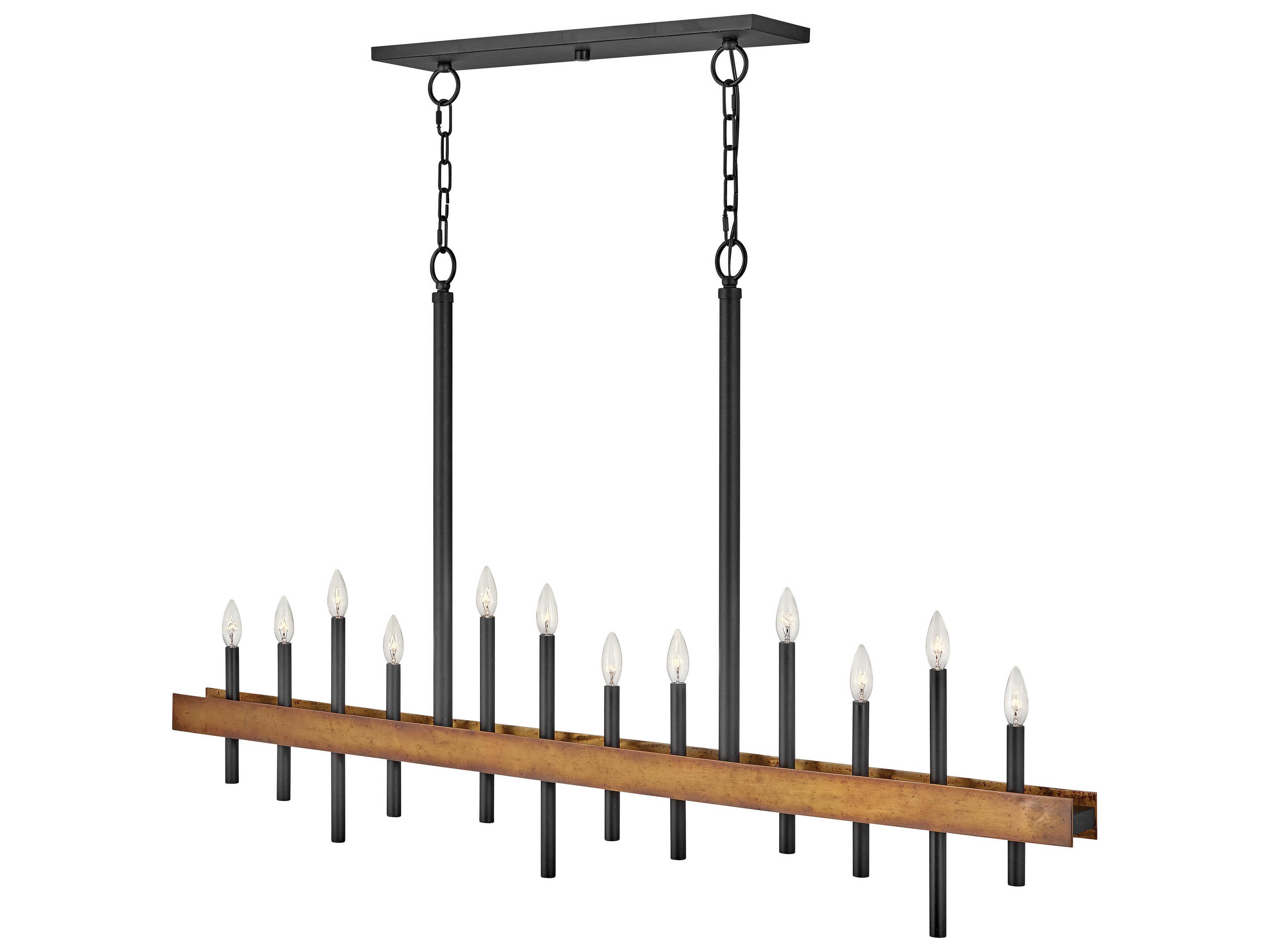 Hinkley Wells 12-Light Weathered Brass Black Island Pendant