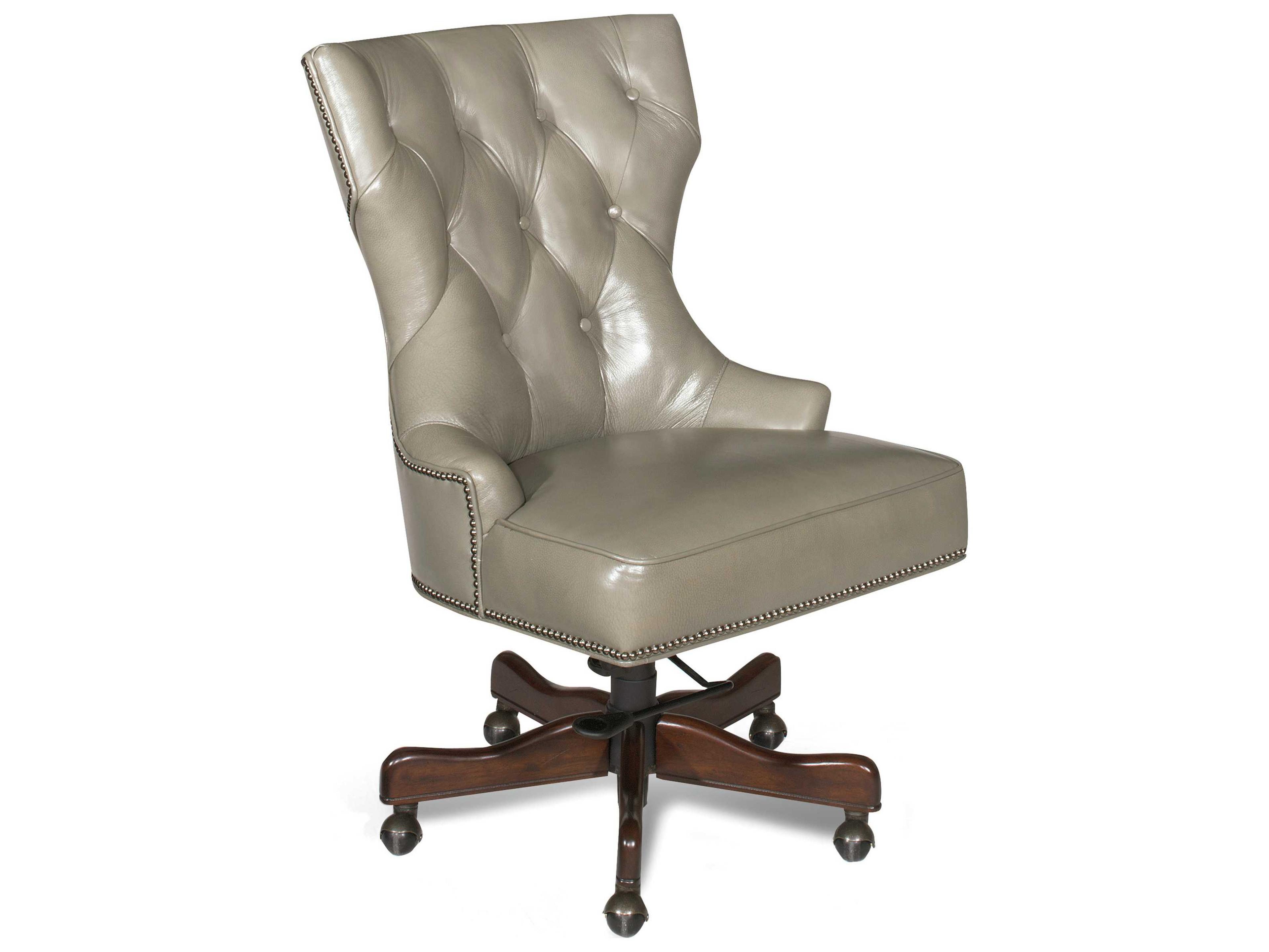 Luxecor Heritage Al Fresco Baca Tufted Gray Leather Adjustable Swivel Tilt Executive Desk Chair