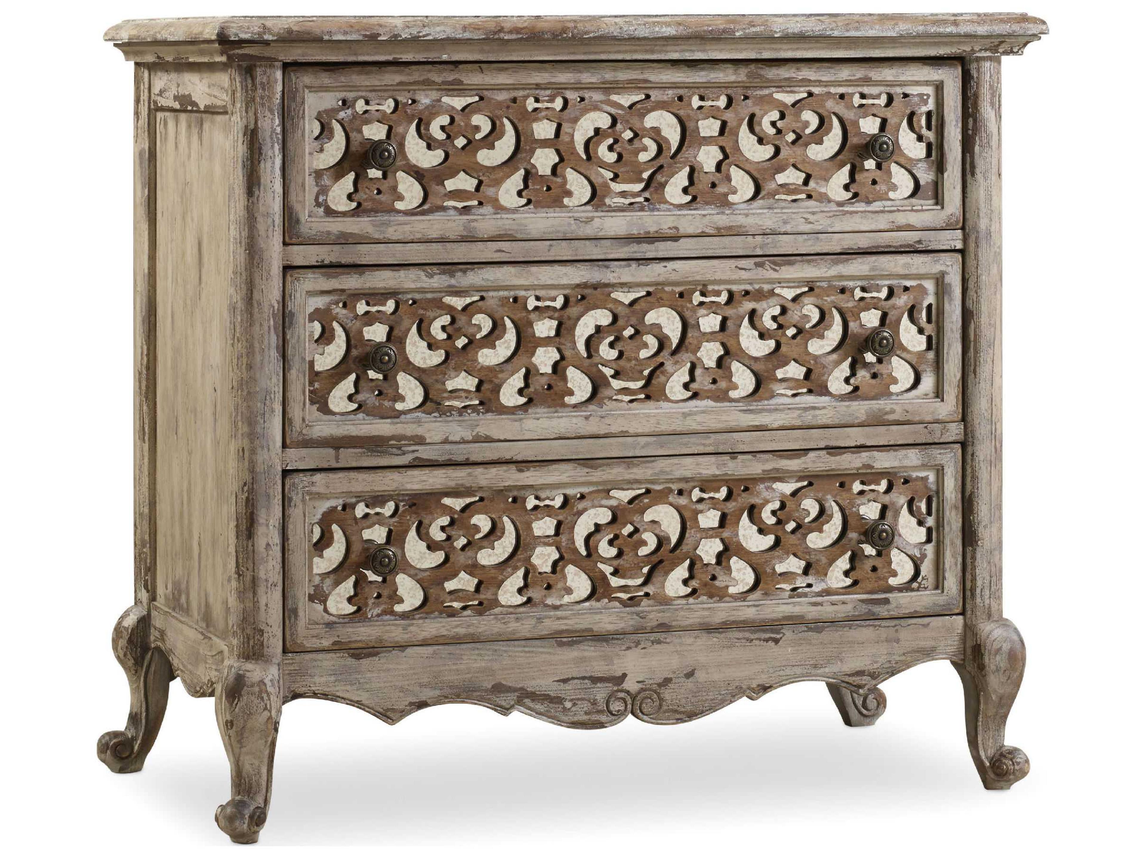 Hooker Furniture Chatelet Fretwork 3-Drawers White Hardwood Nightstand