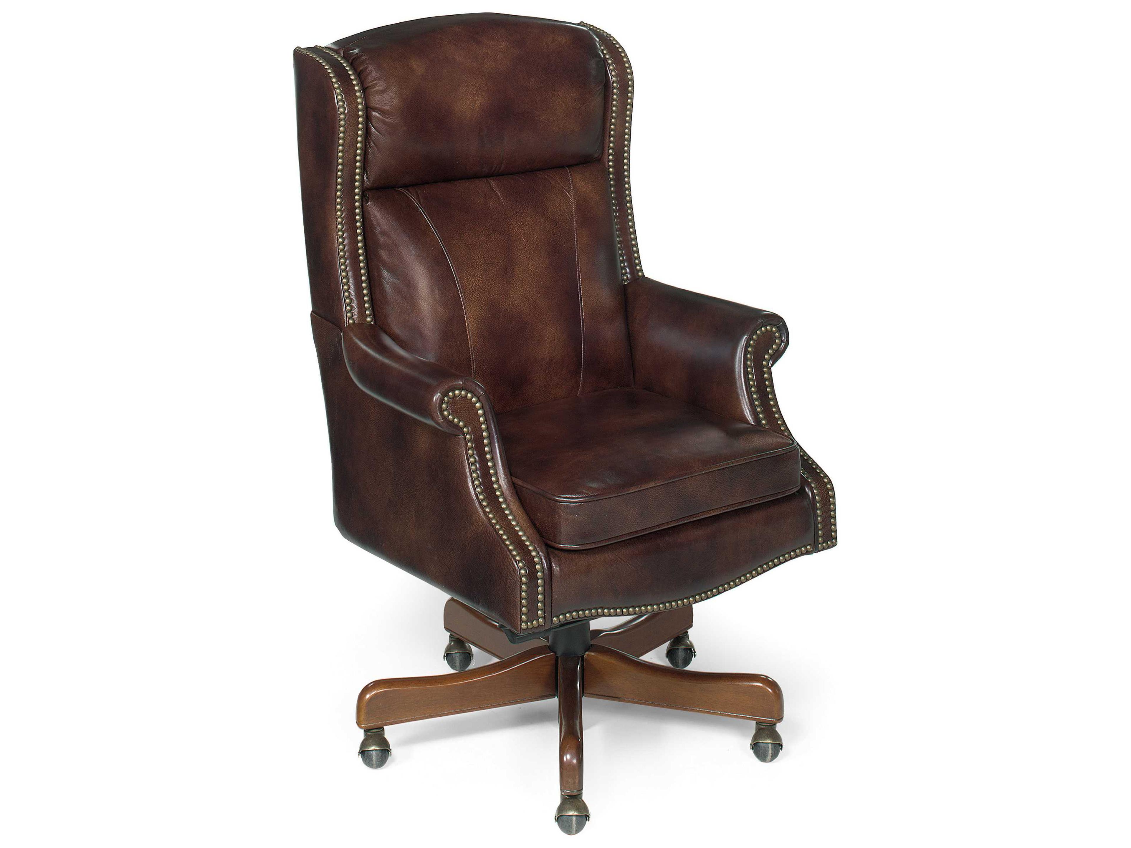 Hooker Furniture Empire Byzantine Brown Leather Adjustable Swivel Tilt Executive Desk Chair